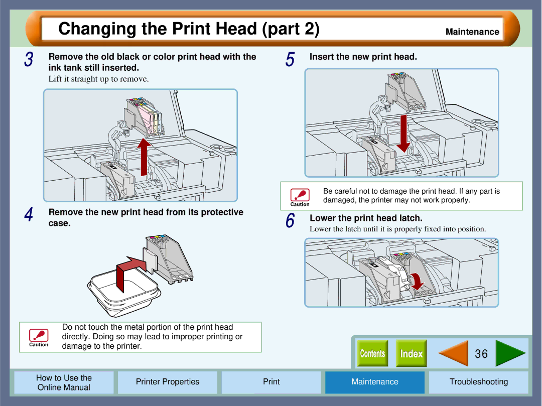 Sharp AJ2000 manual Removecase. the new print head from its protective, Lower the print head latch 