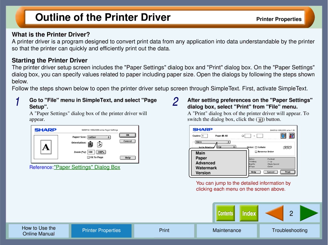 Sharp AJ2000 manual Outline of the Printer Driver 