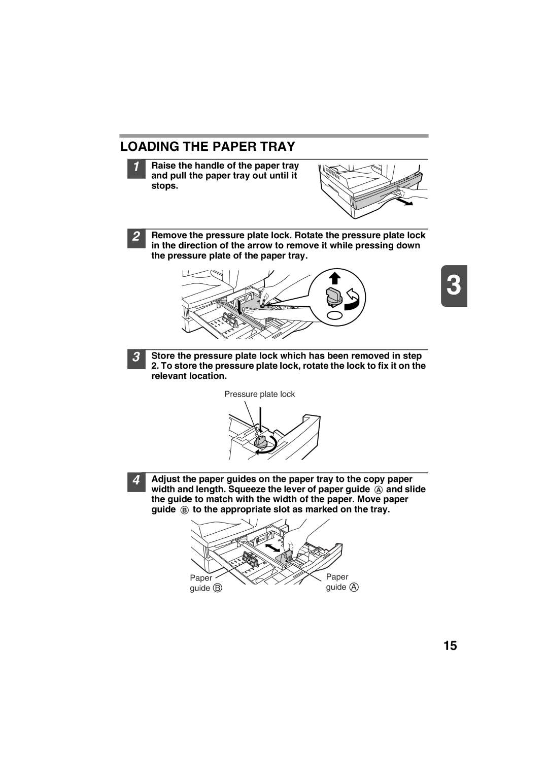 Sharp AL-1215 operation manual Loading the Paper Tray 