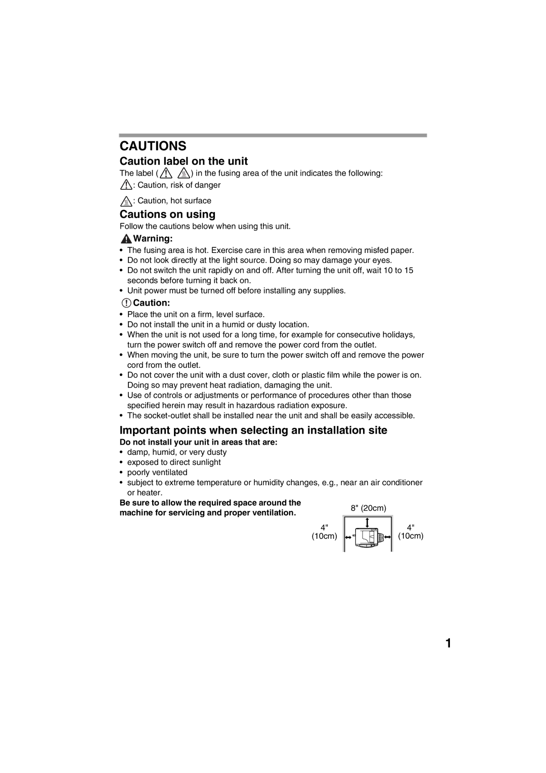 Sharp AL-1215 Important points when selecting an installation site, Do not install your unit in areas that are 