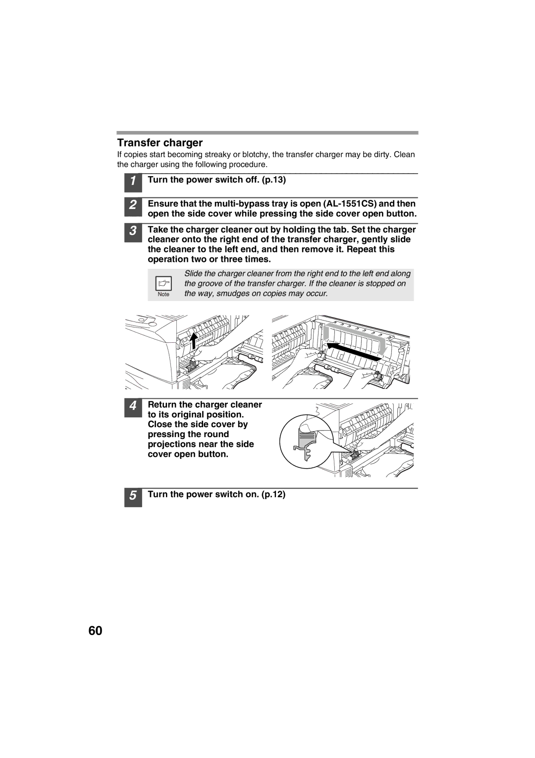 Sharp AL-1215 operation manual Transfer charger 