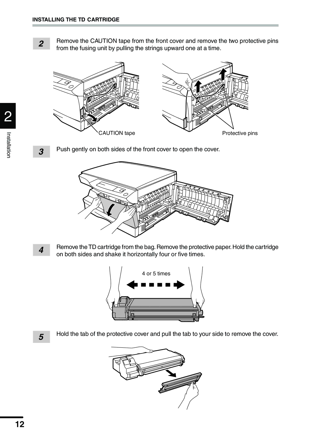 Sharp AL-1340 operation manual On both sides and shake it horizontally four or five times 