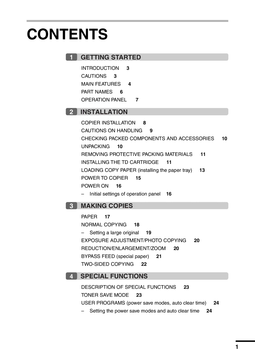 Sharp AL-1340 operation manual Contents 