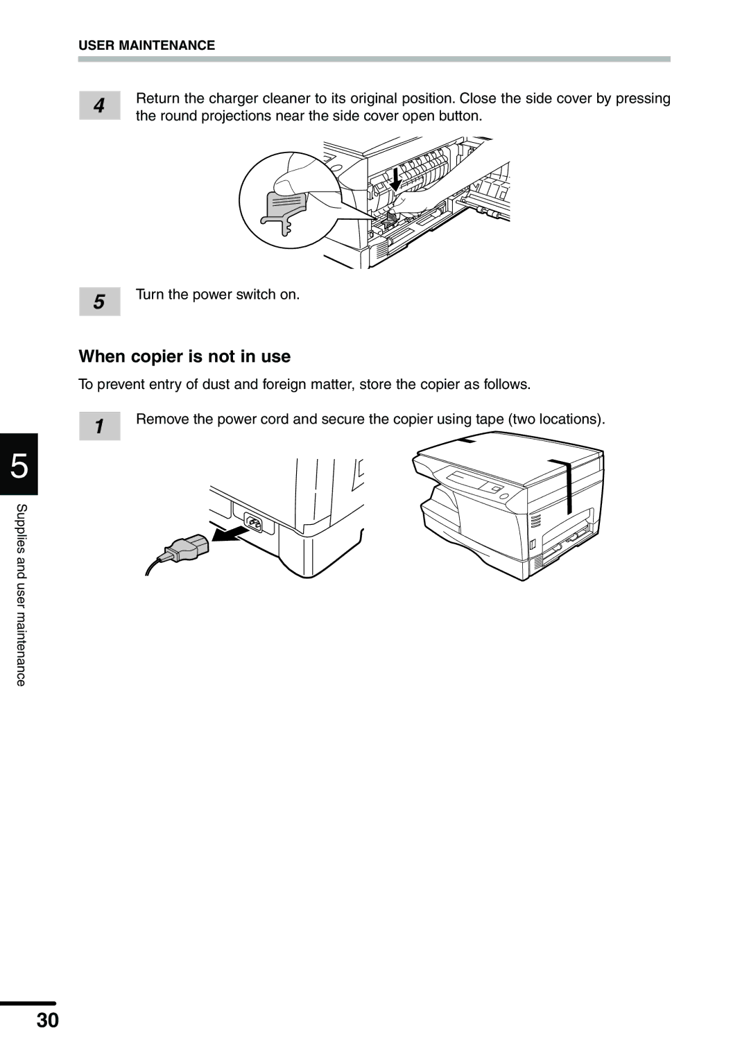 Sharp AL-1340 operation manual When copier is not in use 