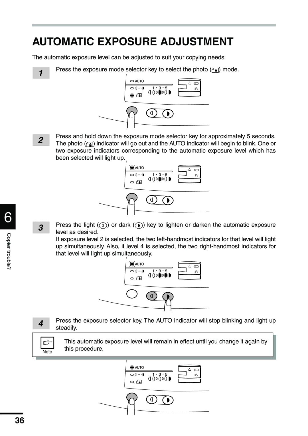 Sharp AL-1340 operation manual Automatic Exposure Adjustment 