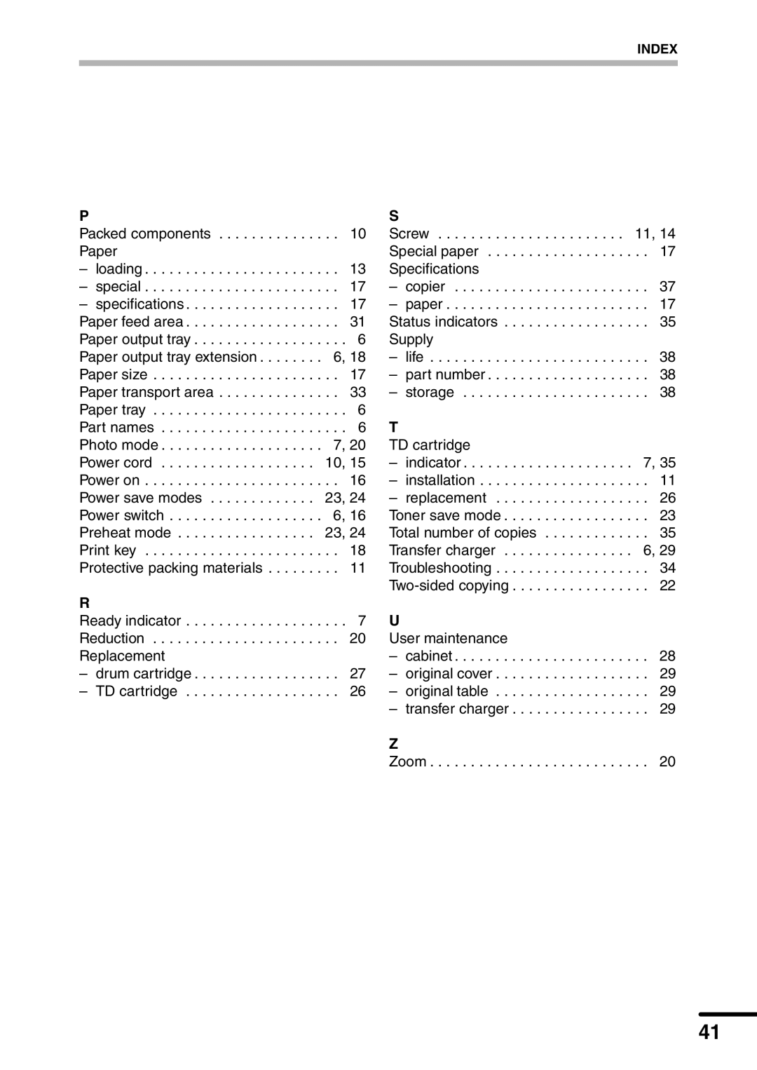 Sharp AL-1340 operation manual Packed components Paper Loading Special 