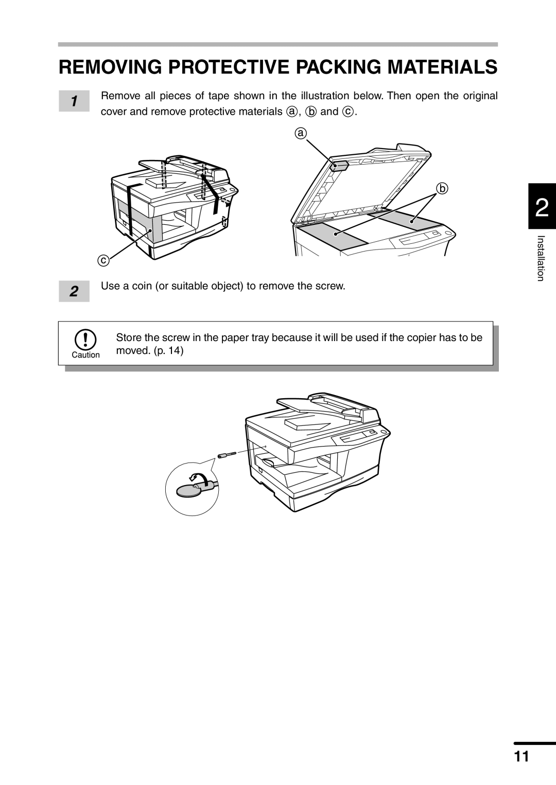 Sharp AL-1451 operation manual Removing Protective Packing Materials 