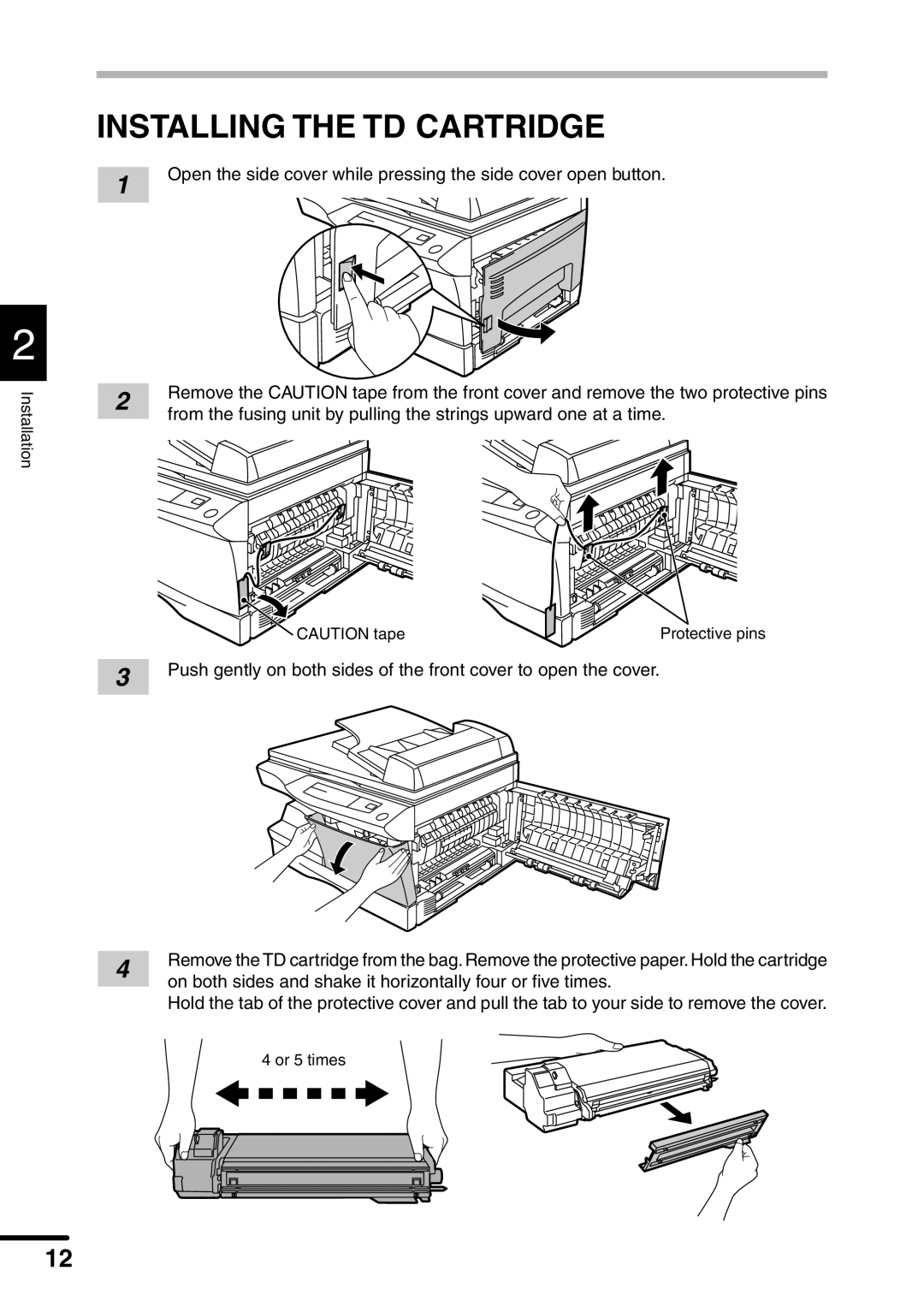 Sharp AL-1451 operation manual Installing the TD Cartridge 