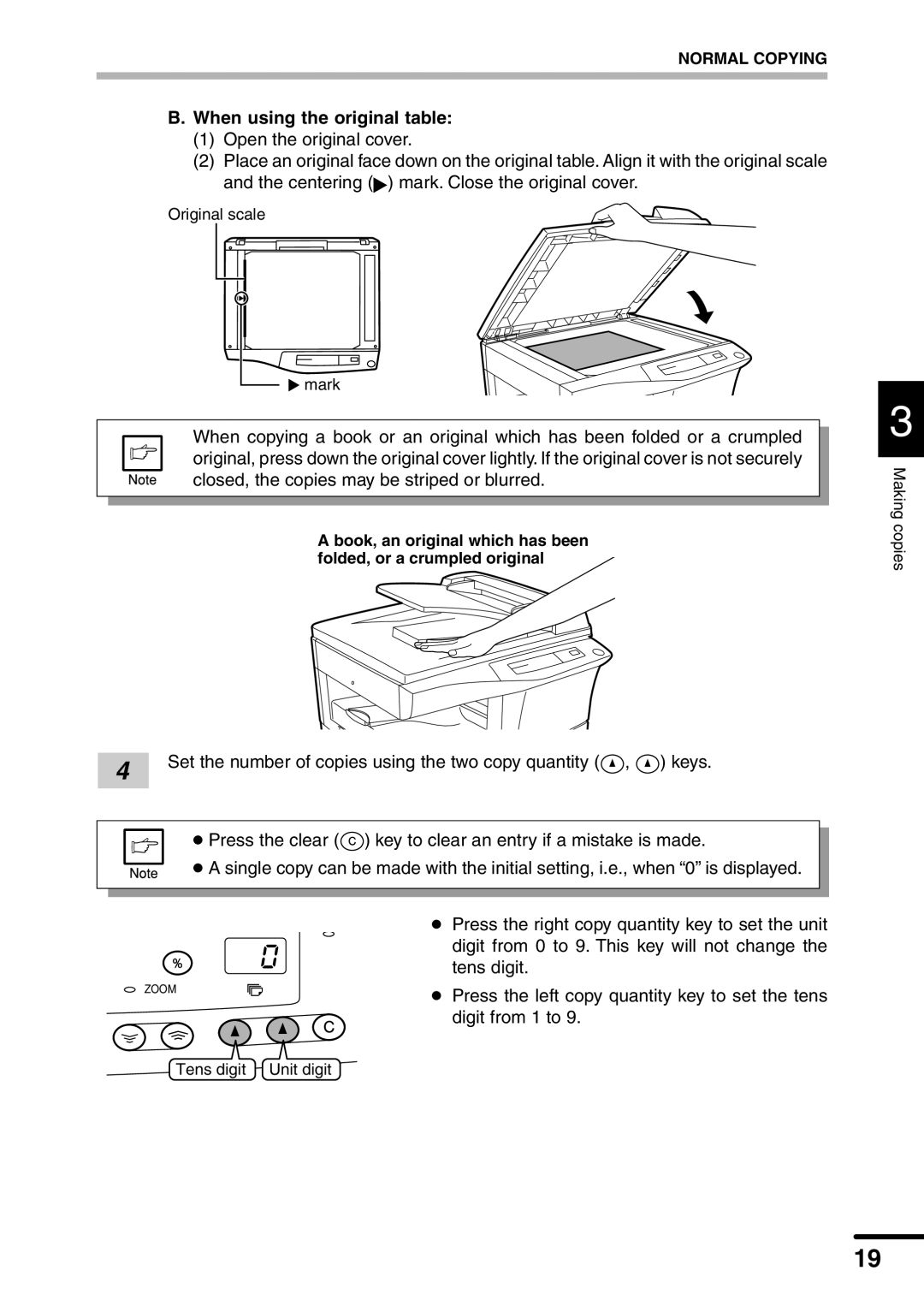 Sharp AL-1451 operation manual When using the original table 