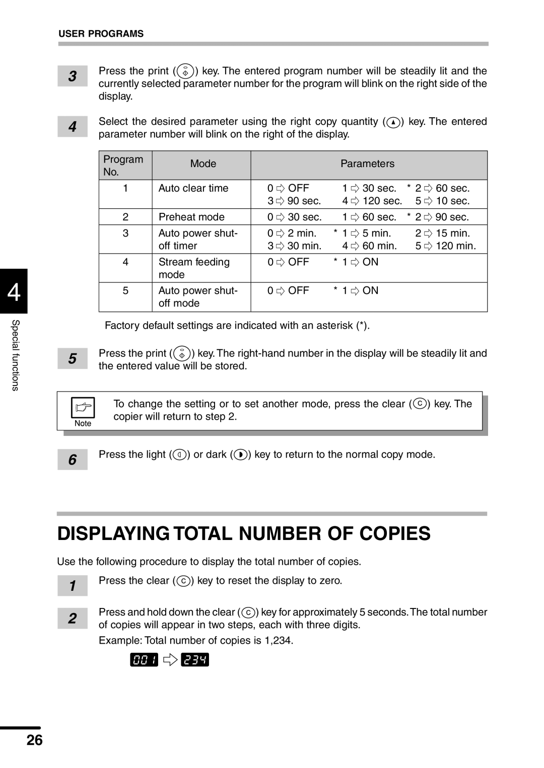 Sharp AL-1451 operation manual Displaying Total Number of Copies, Off 