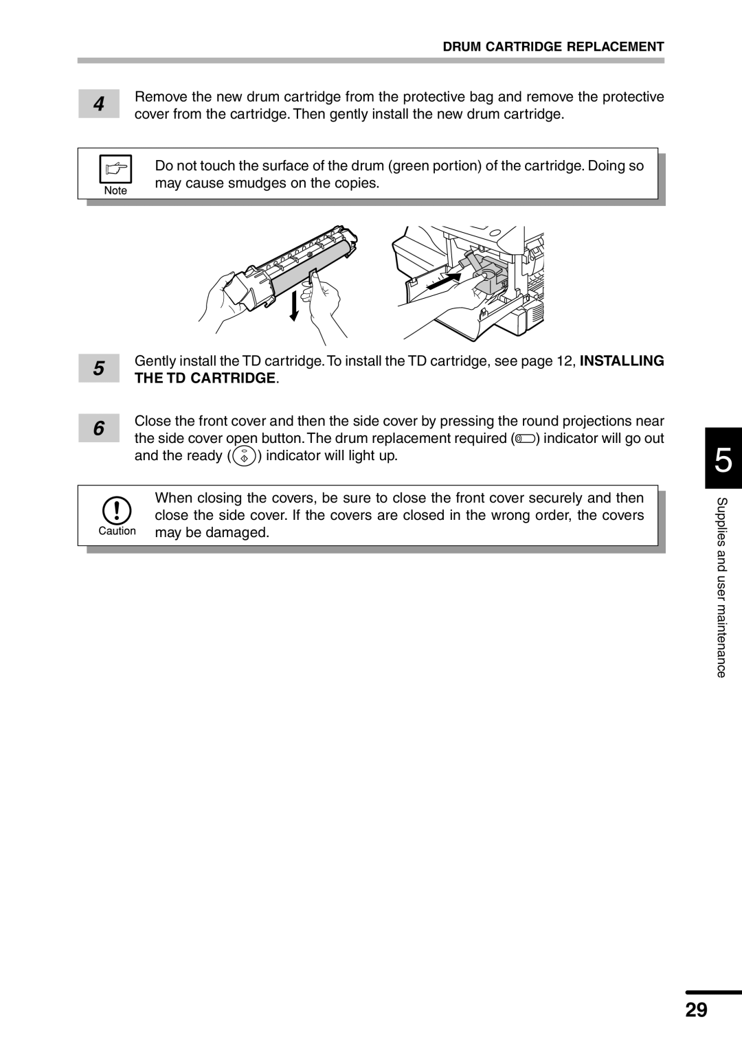 Sharp AL-1451 operation manual Drum Cartridge Replacement 