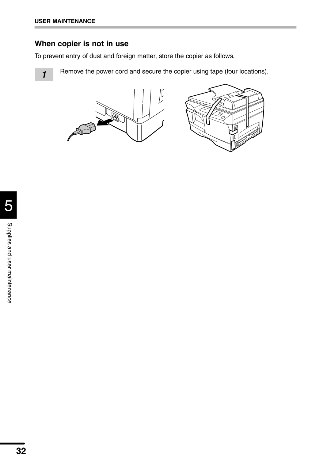 Sharp AL-1451 operation manual When copier is not in use 