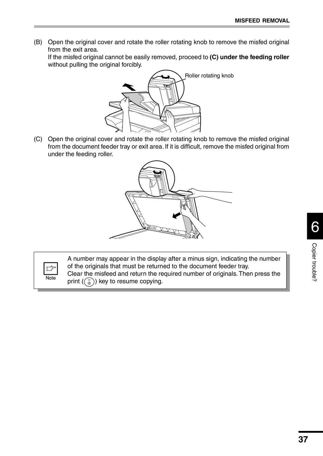 Sharp AL-1451 operation manual Roller rotating knob 