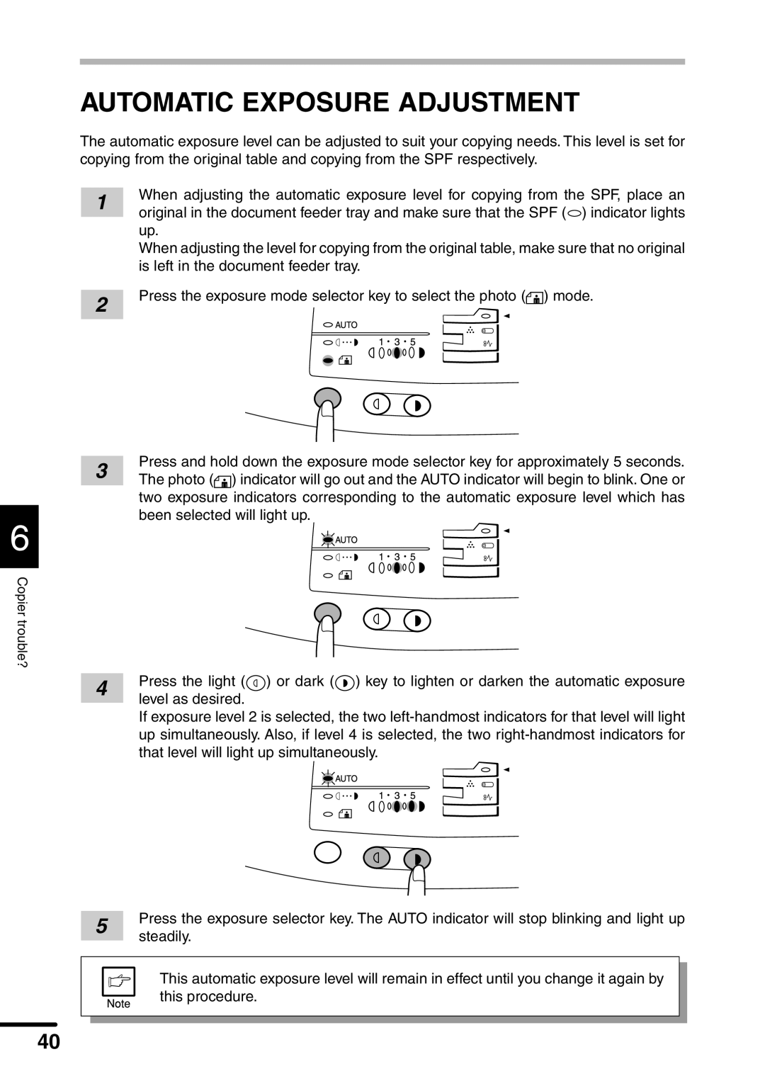 Sharp AL-1451 operation manual Automatic Exposure Adjustment 