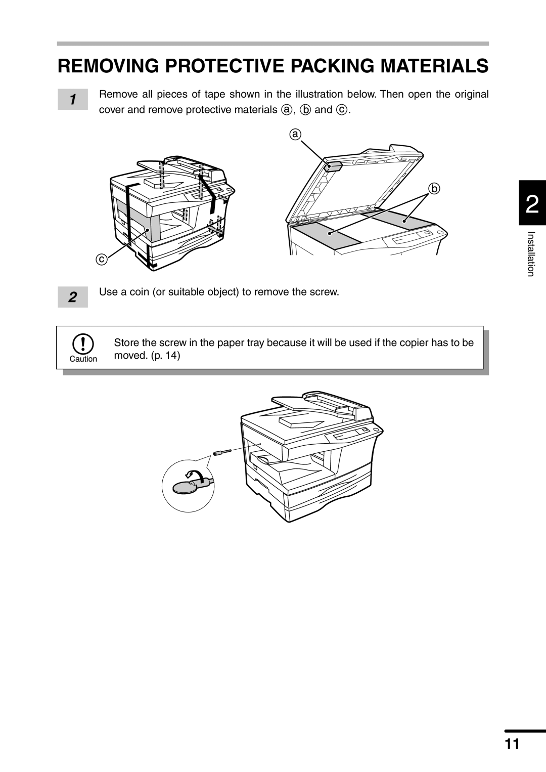 Sharp AL-1551 operation manual Removing Protective Packing Materials 