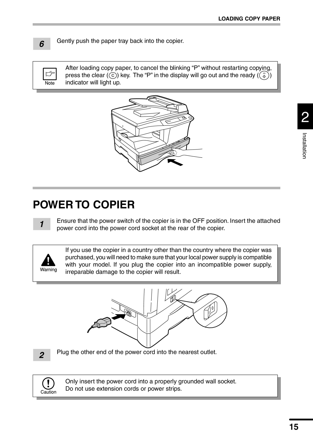 Sharp AL-1551 operation manual Power to Copier 