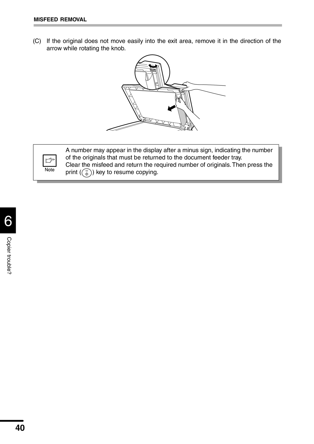 Sharp AL-1551 operation manual Misfeed Removal 