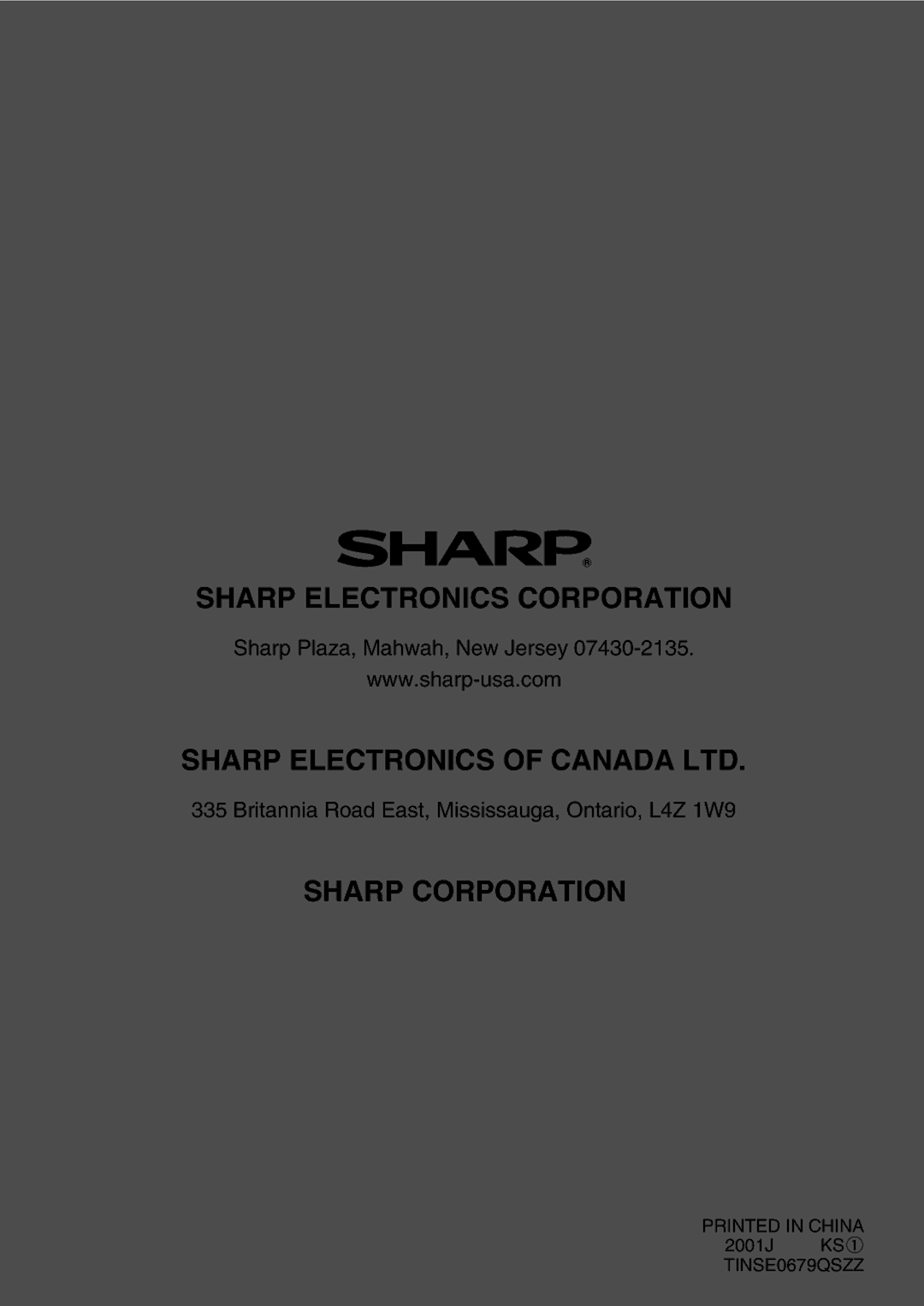 Sharp AL-1551 operation manual Sharp Electronics Corporation 