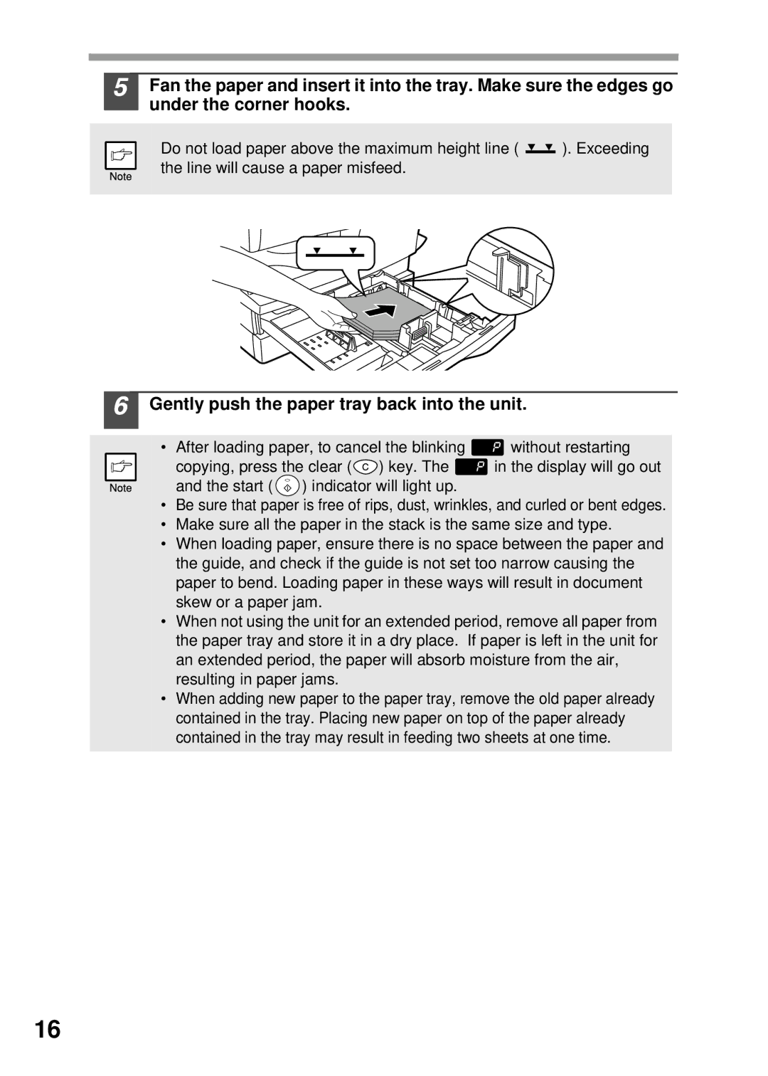 Sharp AL-1045, AL-1555, AL-1456, AL-1255 operation manual Gently push the paper tray back into the unit 