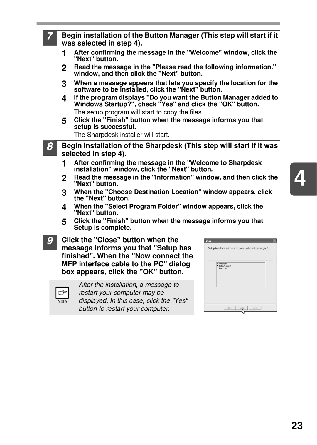 Sharp AL-1456, AL-1555, AL-1045, AL-1255 operation manual Setup program will start to copy the files 