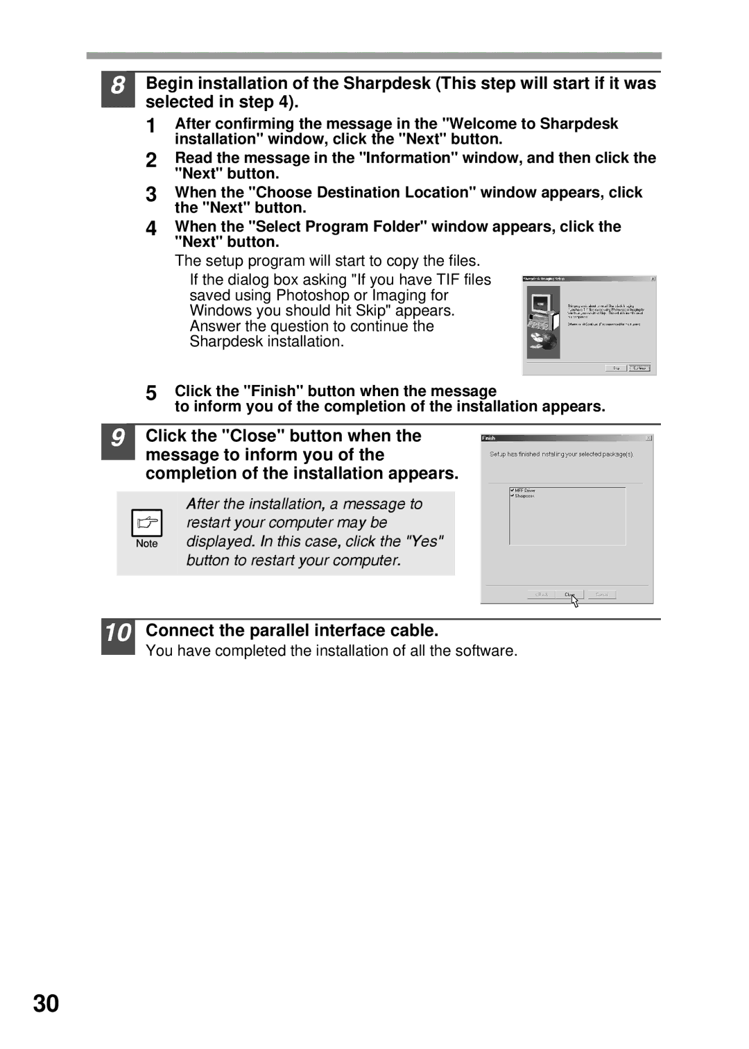 Sharp AL-1555, AL-1456, AL-1045, AL-1255 operation manual Connect the parallel interface cable 