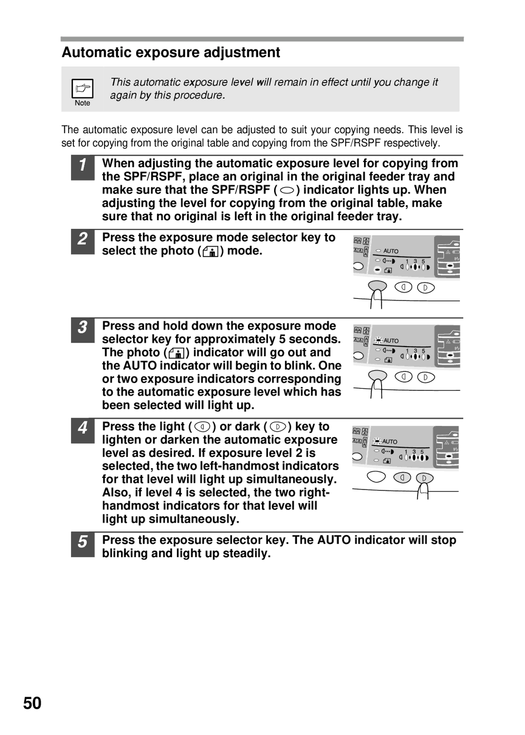 Sharp AL-1555, AL-1456, AL-1045, AL-1255 operation manual Automatic exposure adjustment 