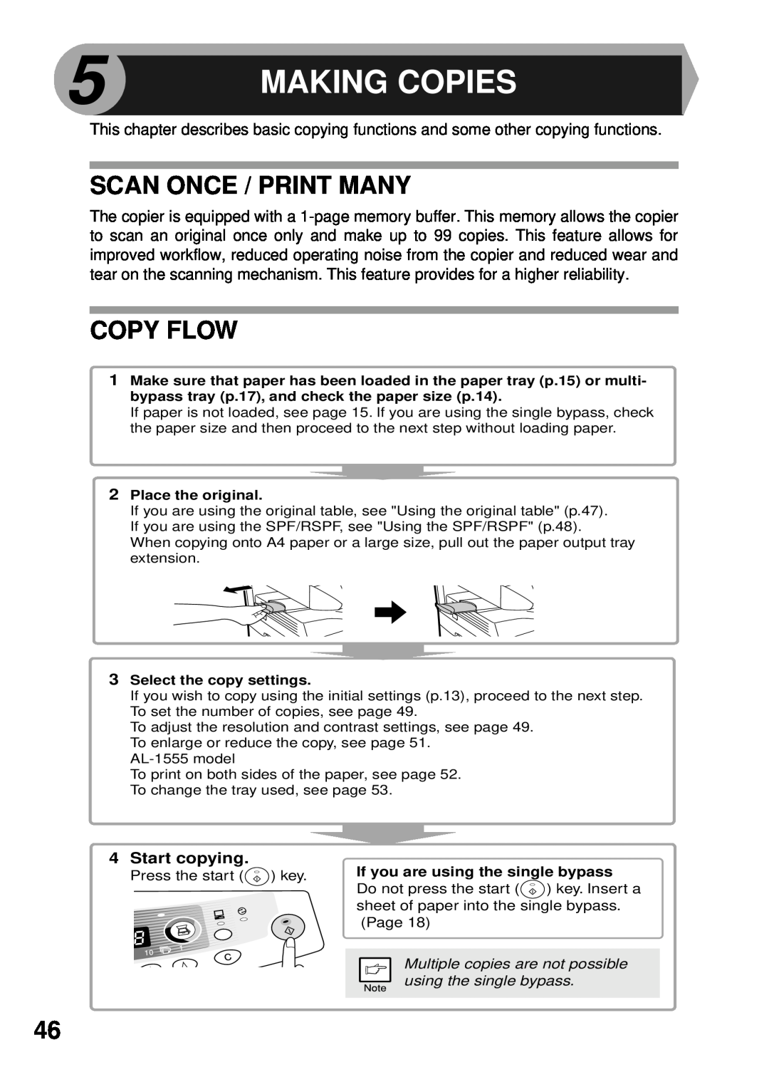Sharp AL-1555, AL-1456, AL-1045, AL-1255 operation manual Making Copies, Scan Once / Print Many, Copy Flow 