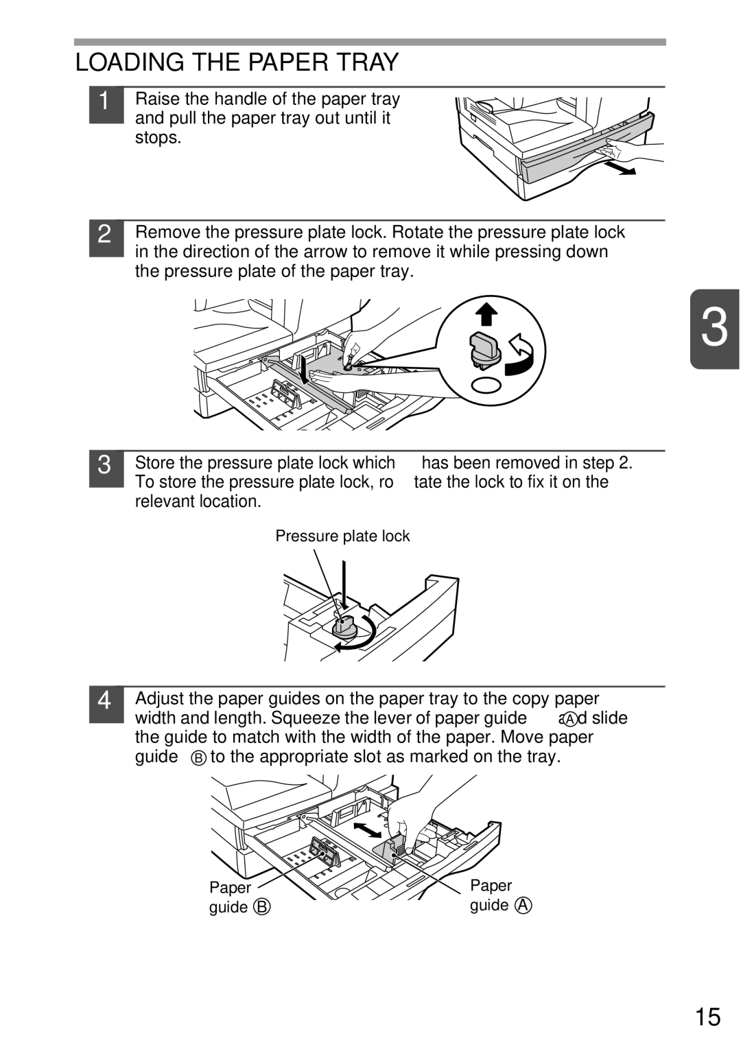 Sharp AL-1552, AL-1555, AL-1553 operation manual Loading the Paper Tray 