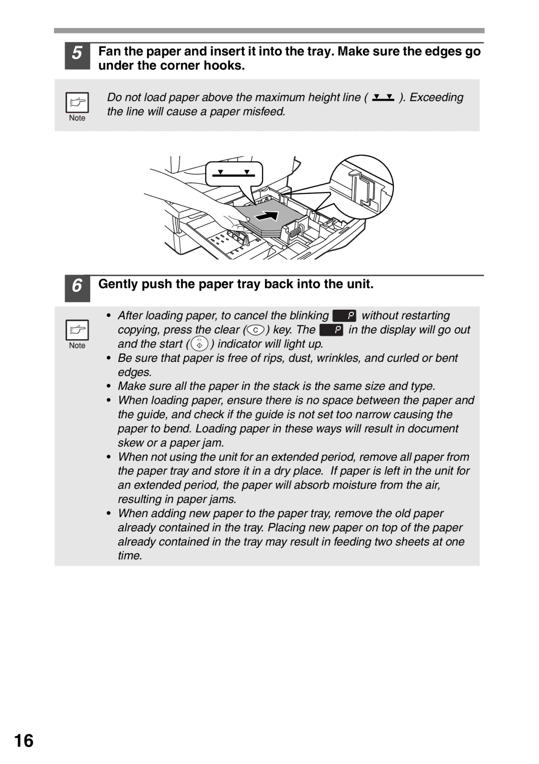 Sharp AL-1555, AL-1553, AL-1552 operation manual Gently push the paper tray back into the unit 