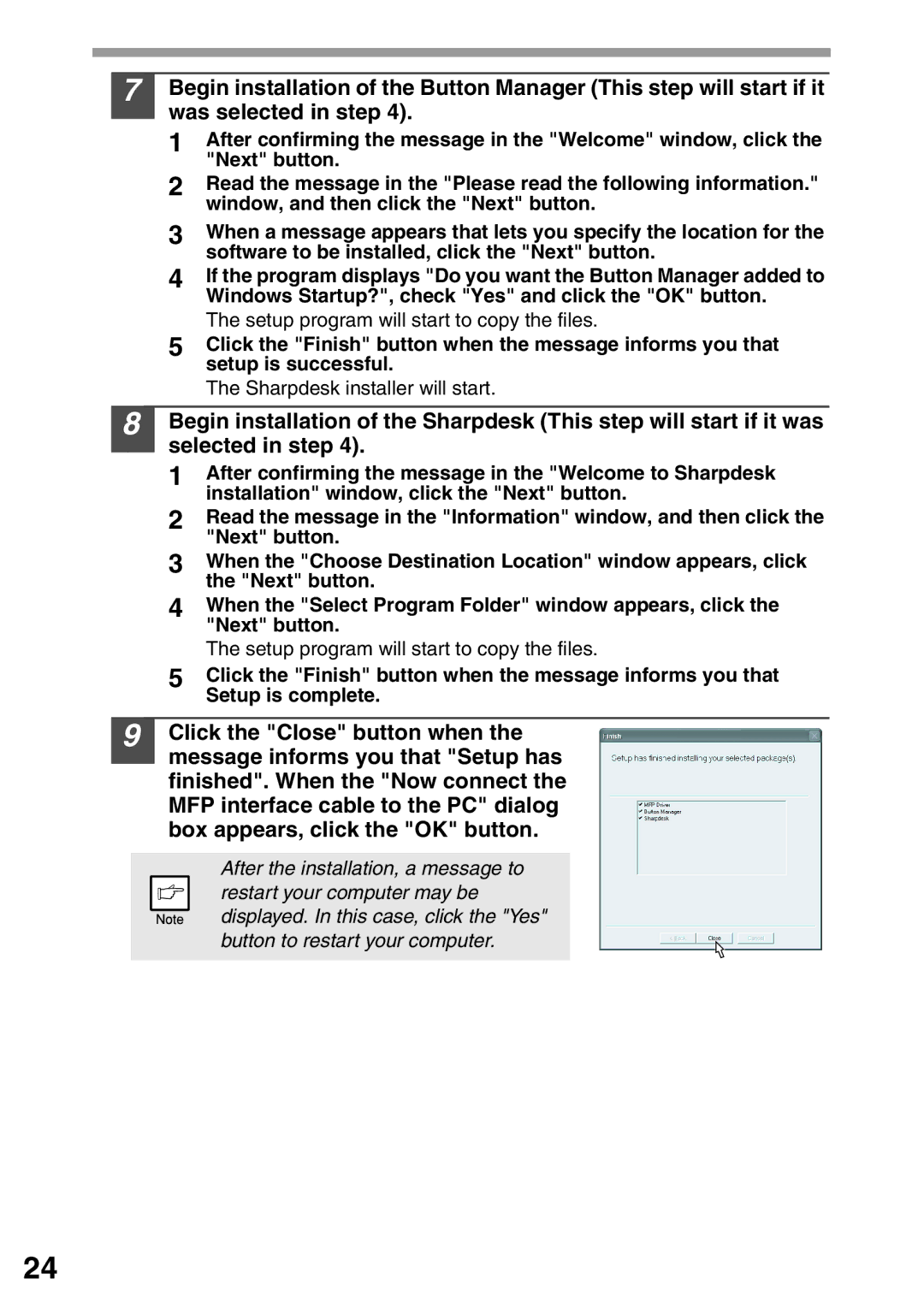 Sharp AL-1552, AL-1555, AL-1553 operation manual Setup program will start to copy the files 