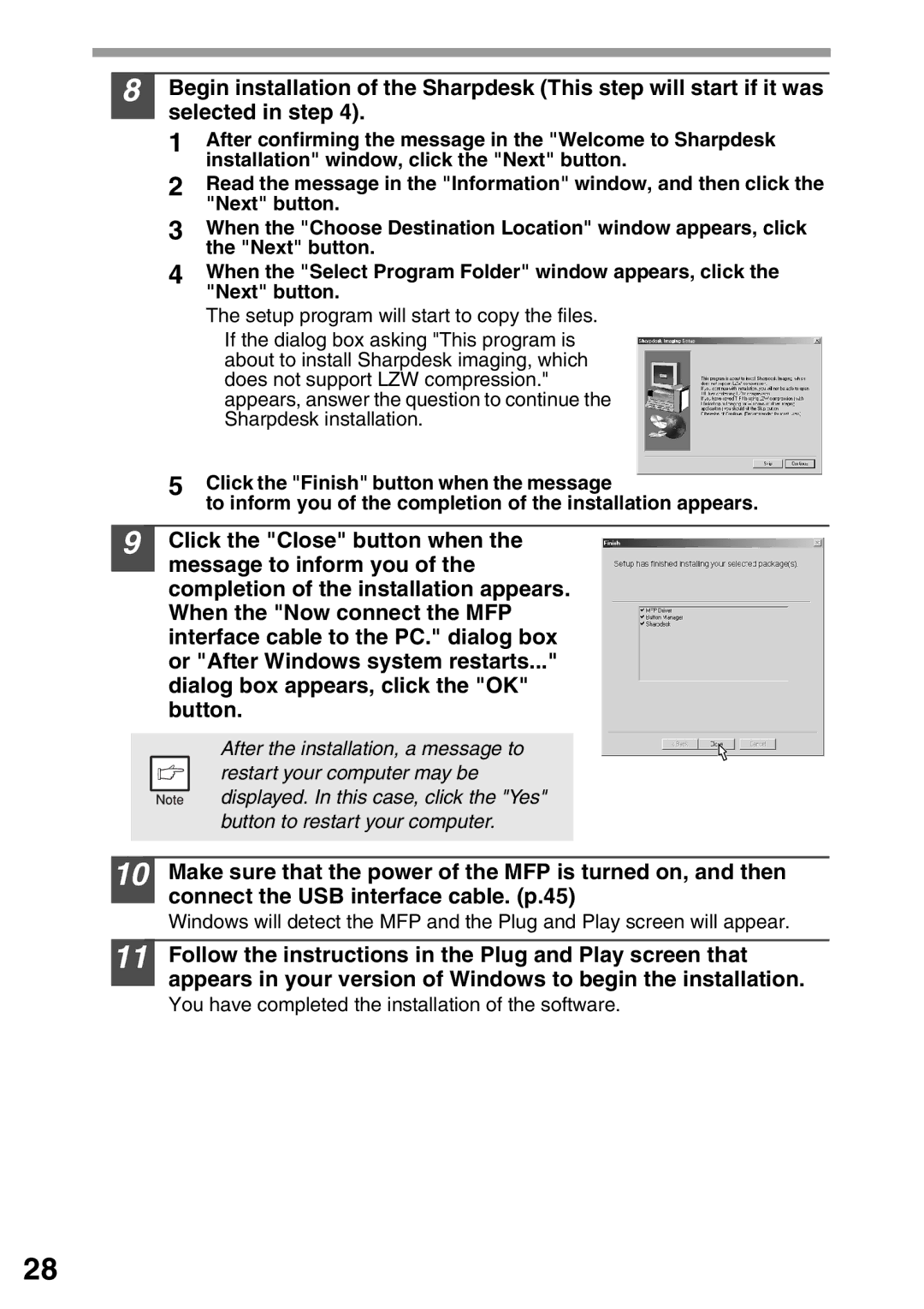 Sharp AL-1555, AL-1553, AL-1552 operation manual You have completed the installation of the software 