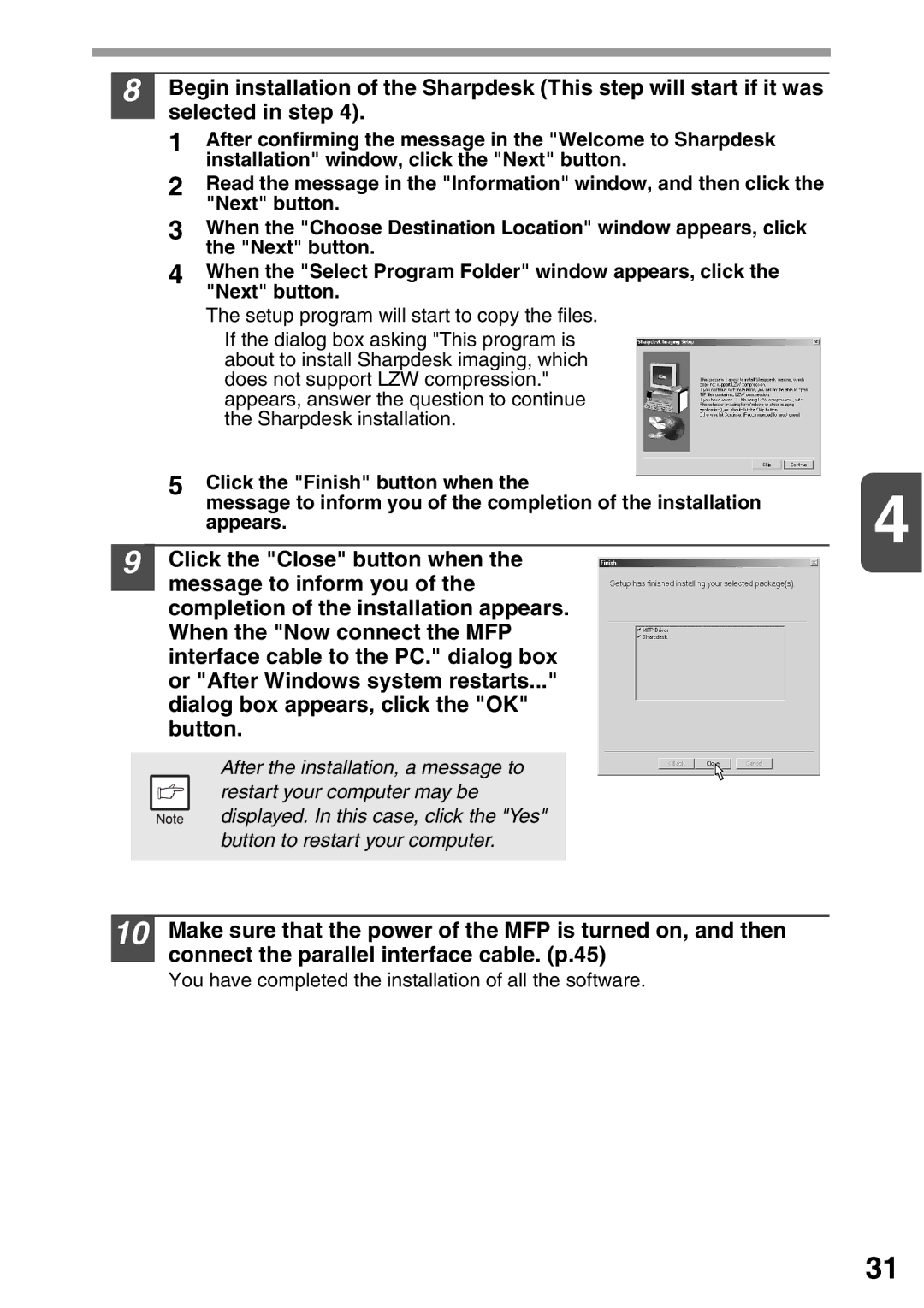 Sharp AL-1555, AL-1553, AL-1552 operation manual Setup program will start to copy the files 