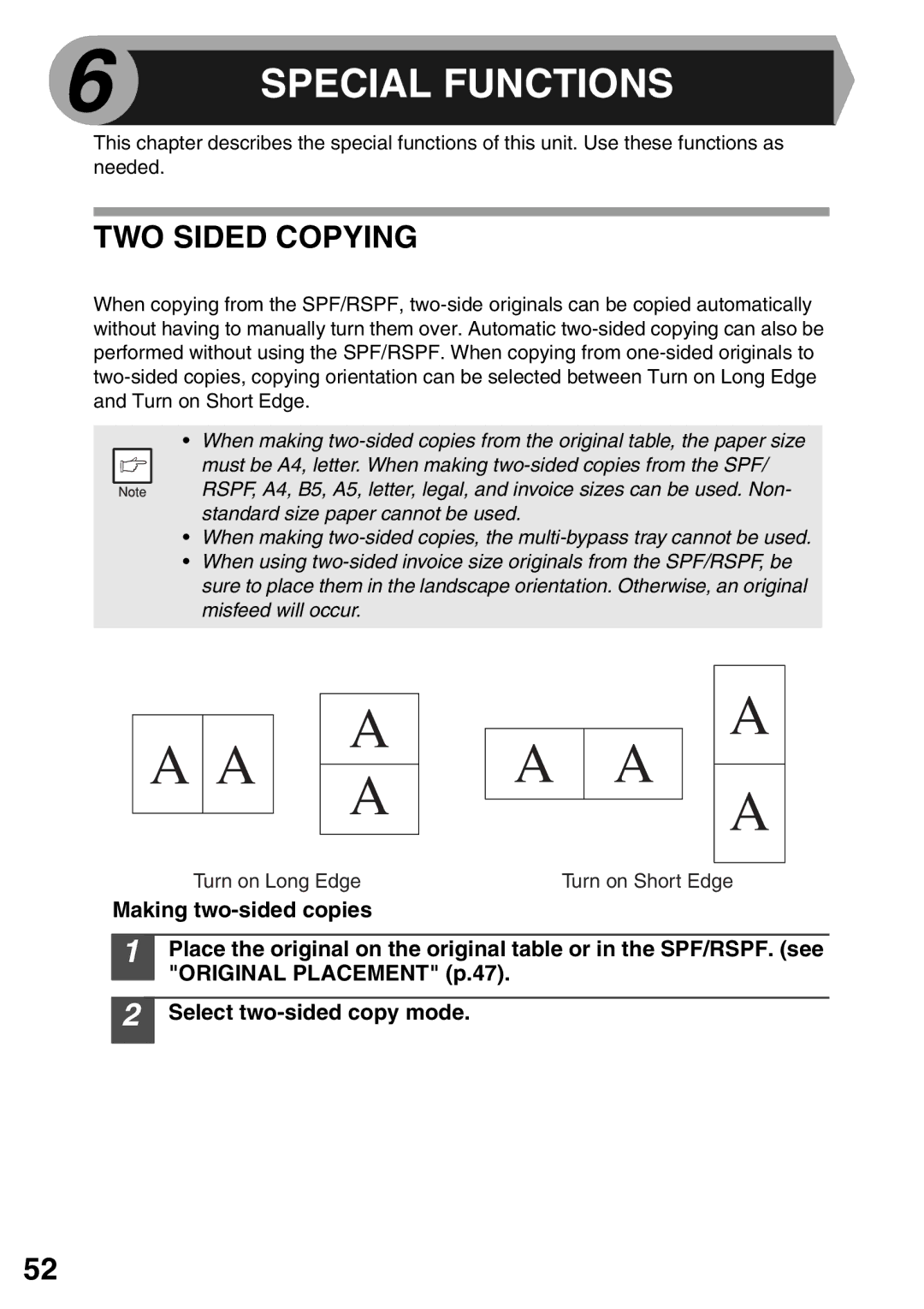 Sharp AL-1555, AL-1553, AL-1552 operation manual TWO Sided Copying, Making two-sided copies 