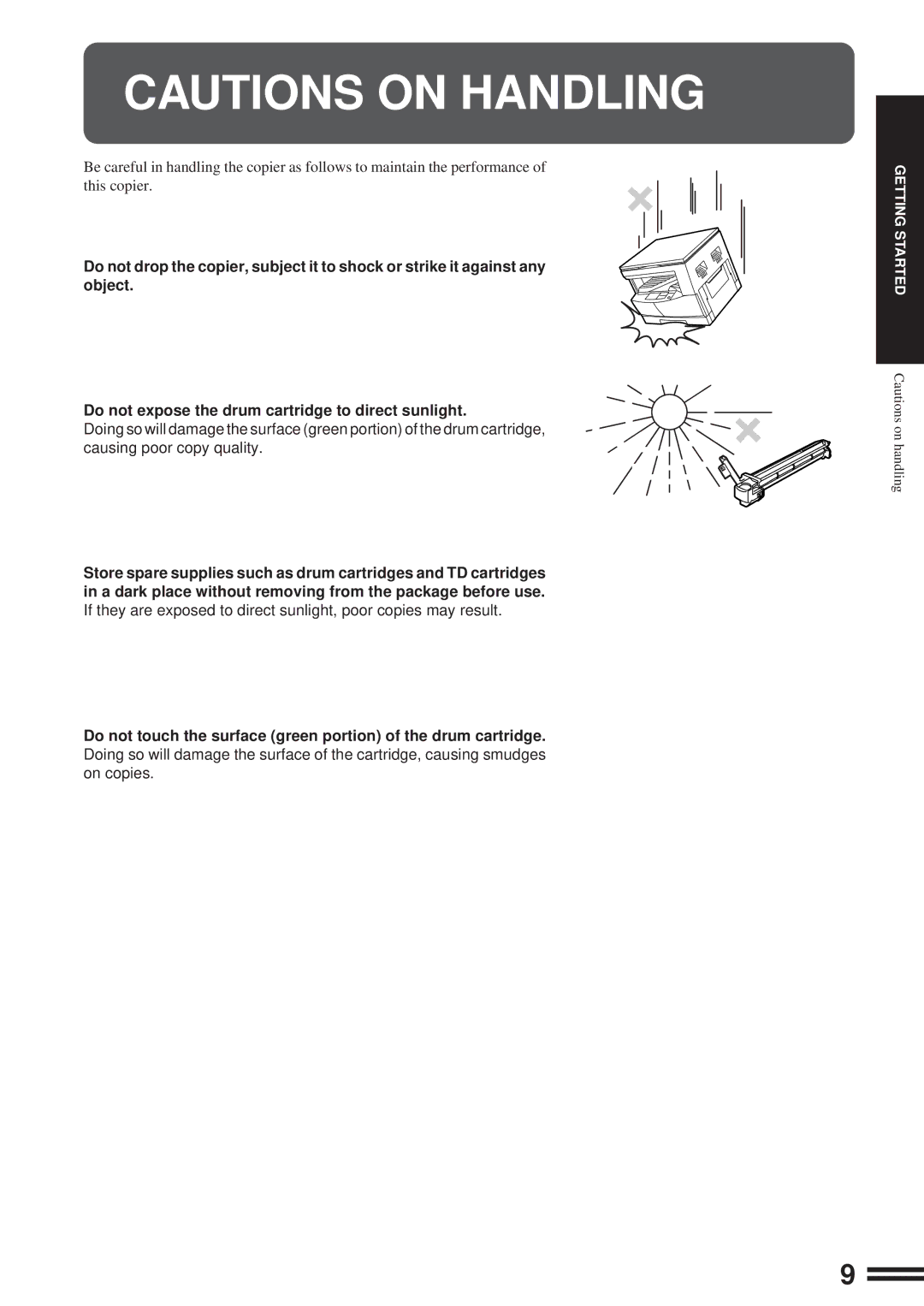 Sharp AL-1600 operation manual Getting Started 