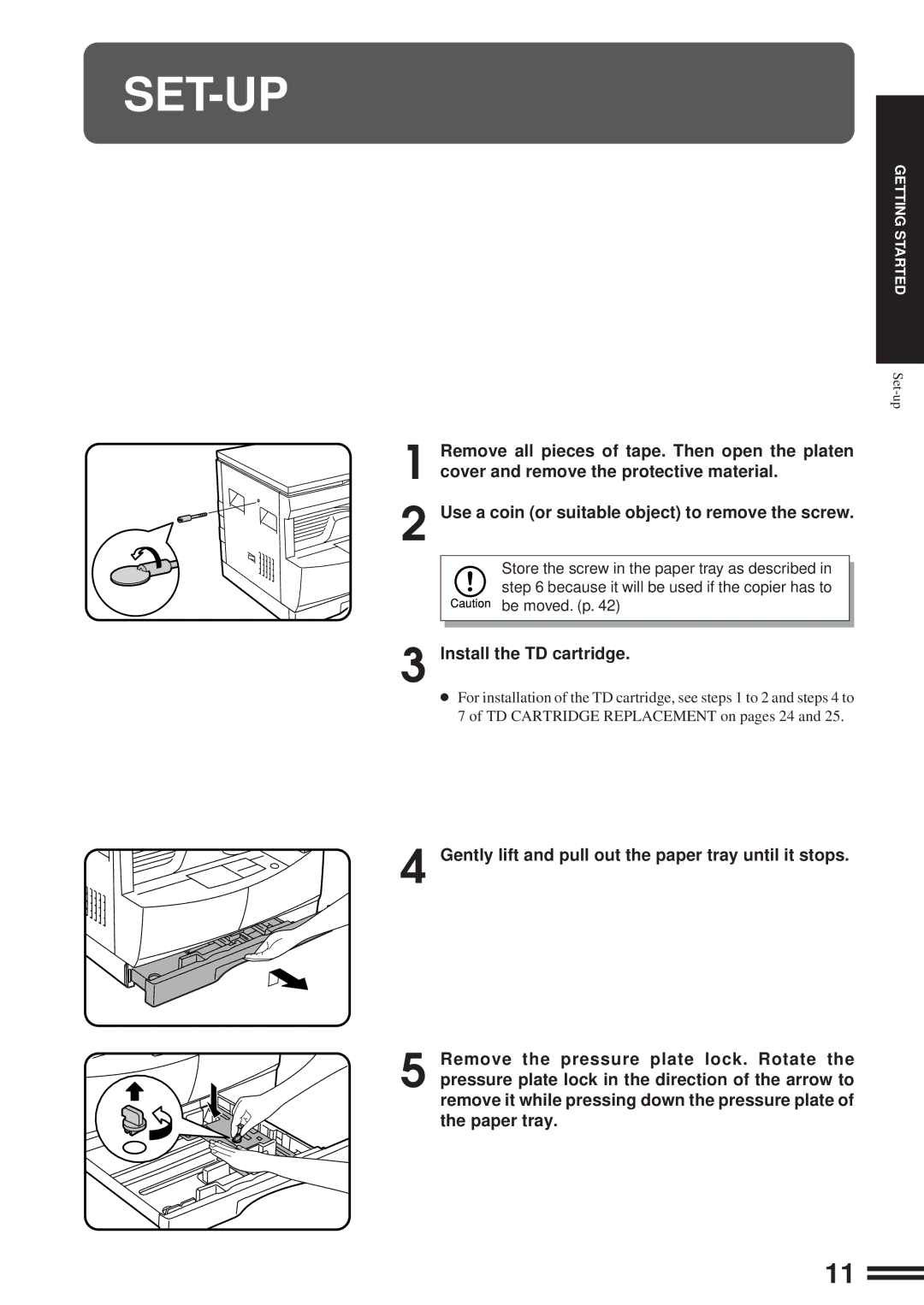 Sharp AL-1600 operation manual Set-Up, Install the TD cartridge 