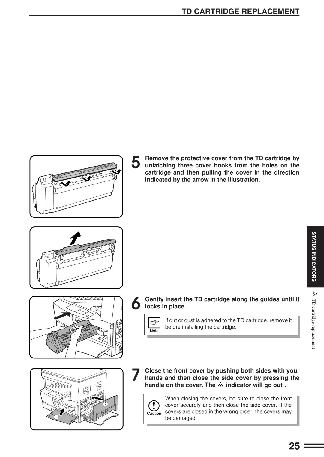 Sharp AL-1600 operation manual TD Cartridge Replacement 