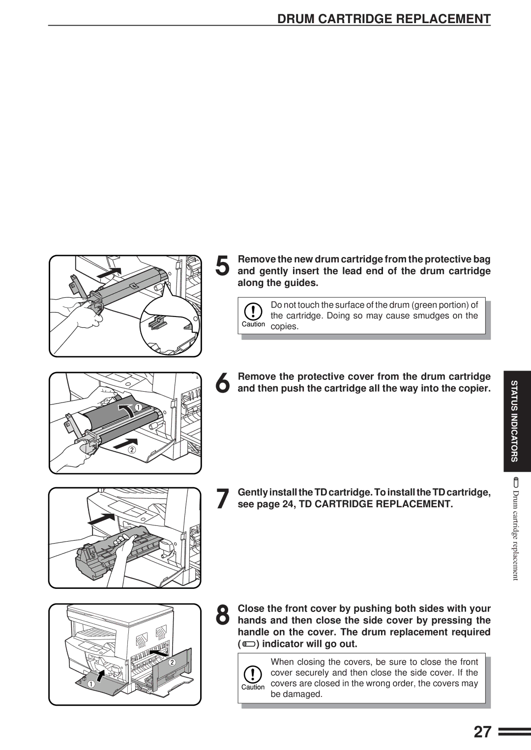 Sharp AL-1600 operation manual Drum Cartridge Replacement 