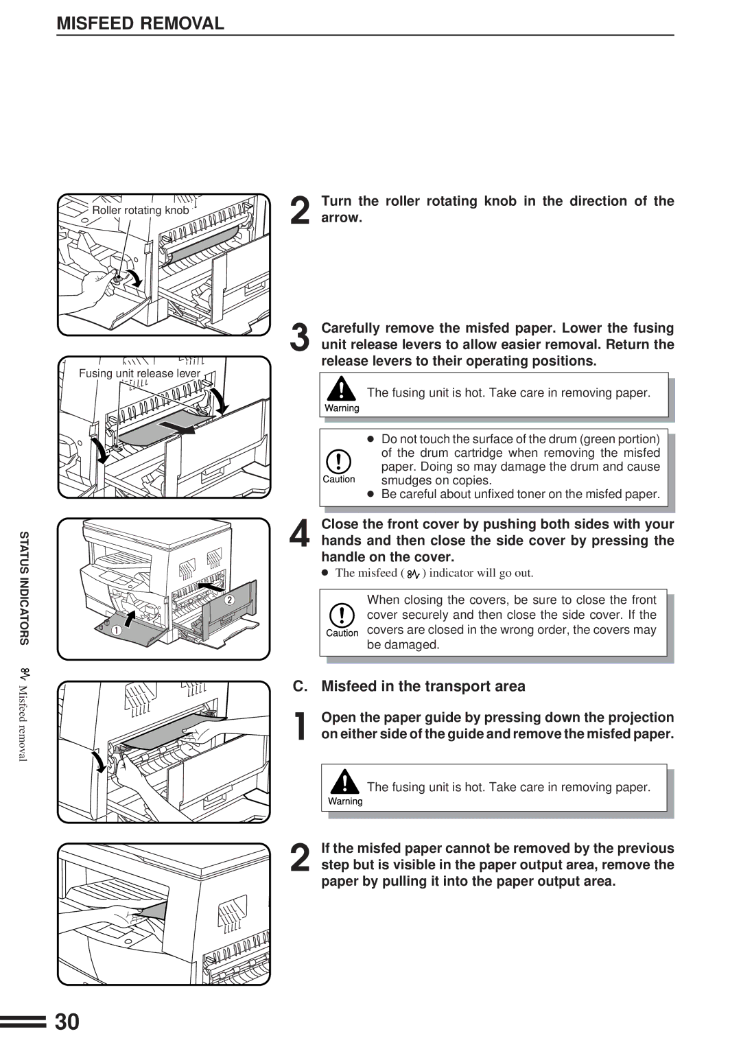 Sharp AL-1600 operation manual Turn the roller rotating knob in the direction, Arrow 