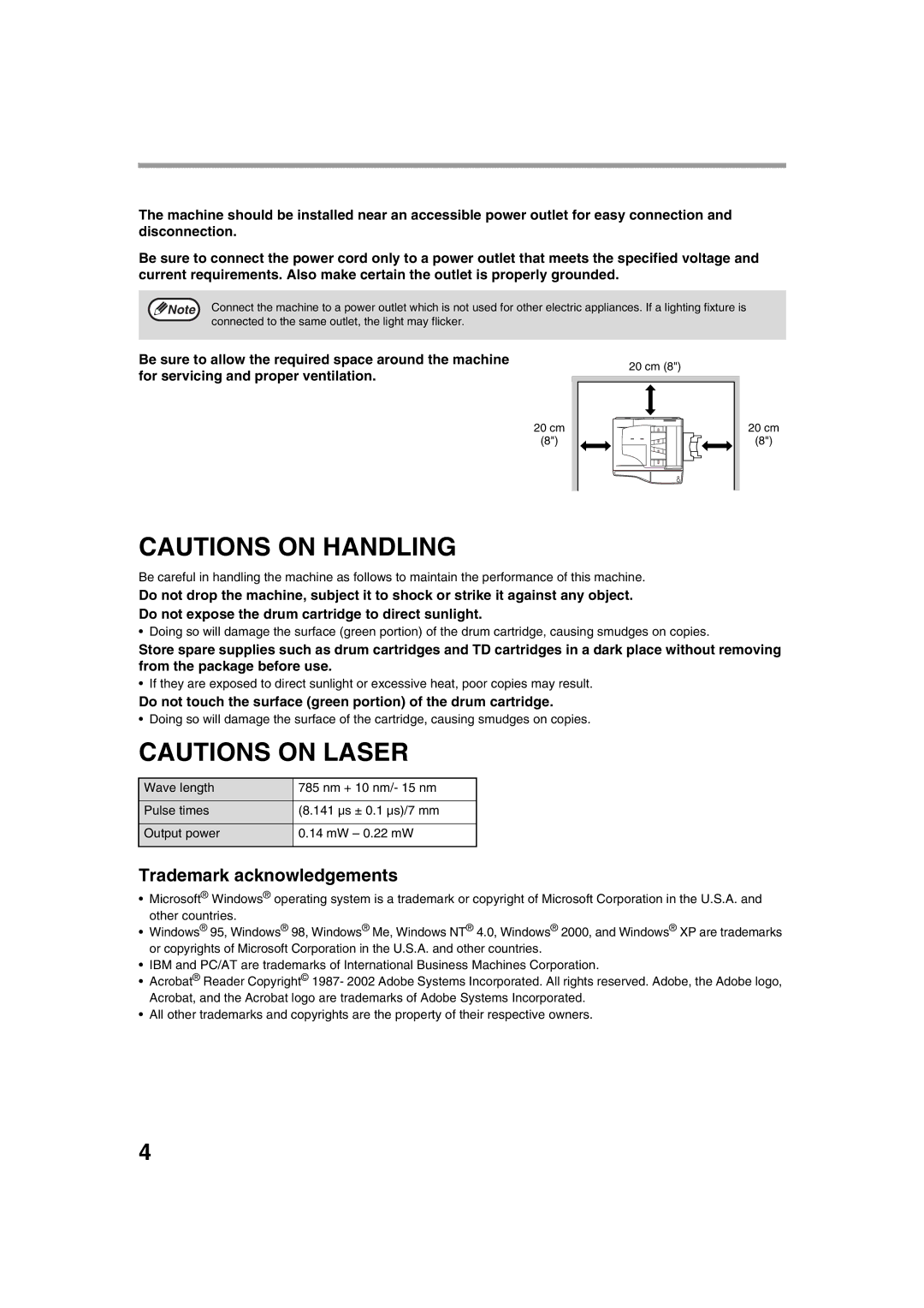 Sharp AL-1644, AL-1633 operation manual Trademark acknowledgements 