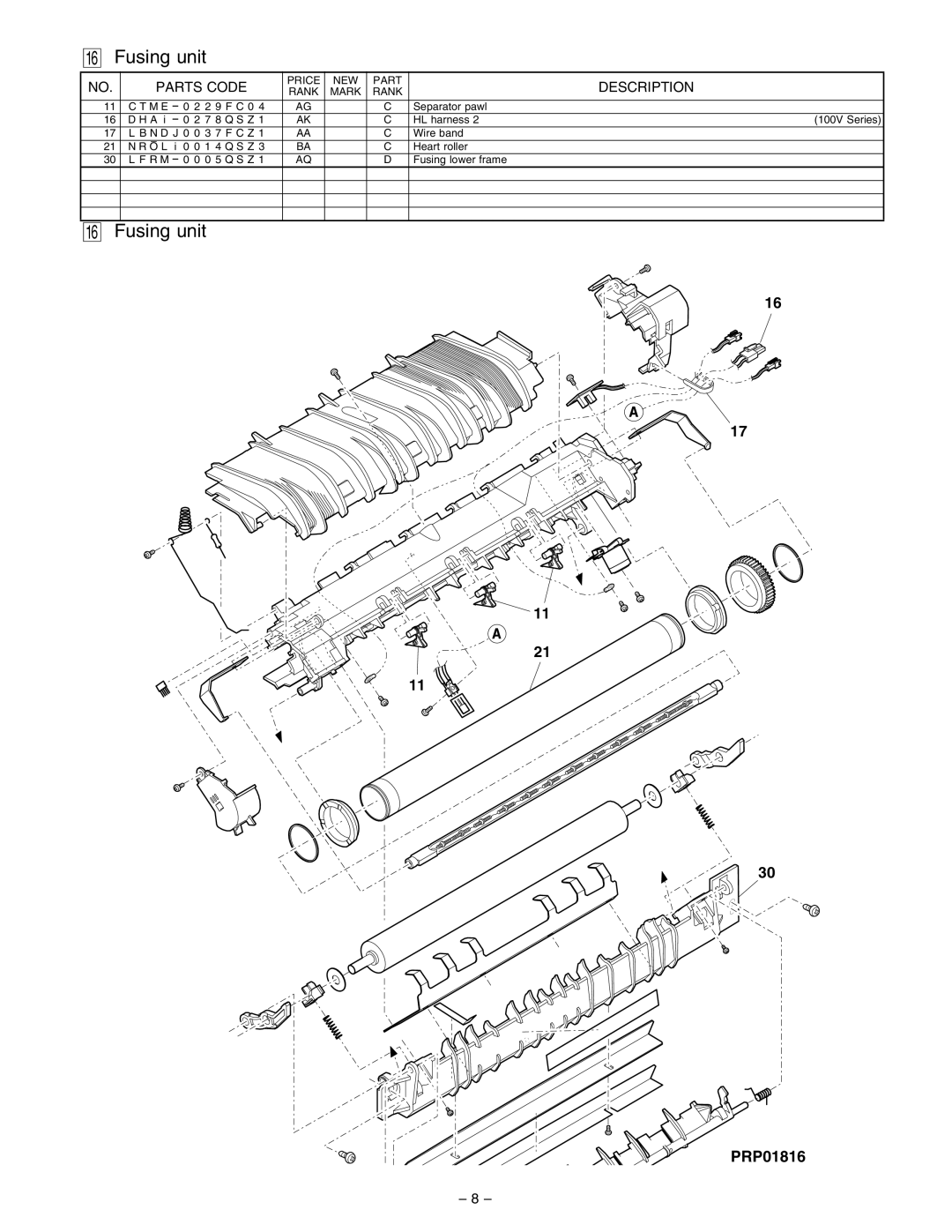 Sharp AL-1641CS, AL-1645CS service manual Fusing unit 