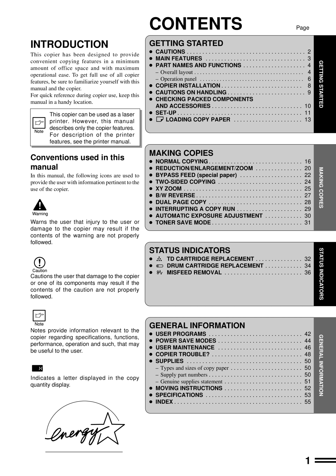 Sharp AL-1650 operation manual Contents 