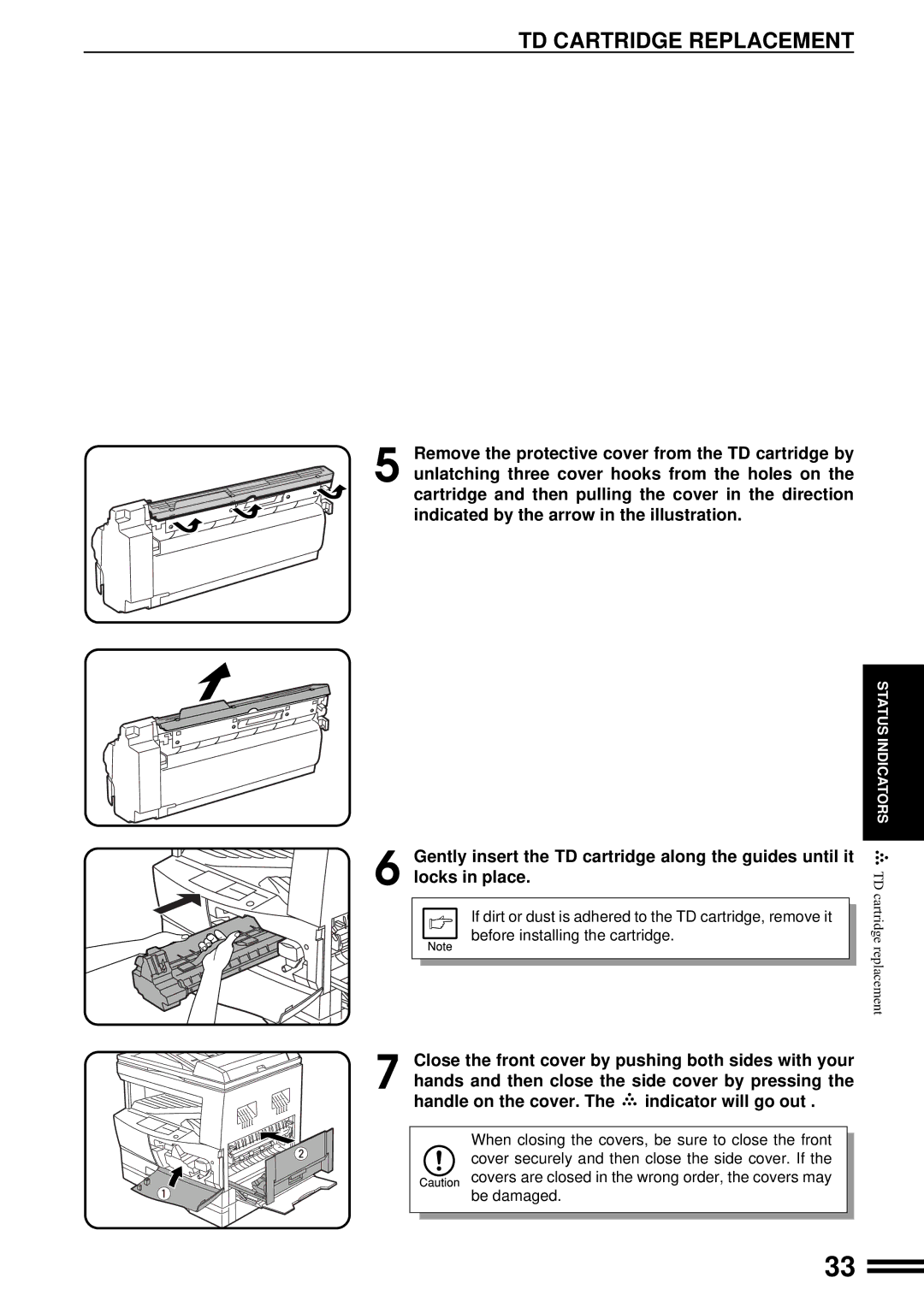 Sharp AL-1650 operation manual TD Cartridge Replacement 