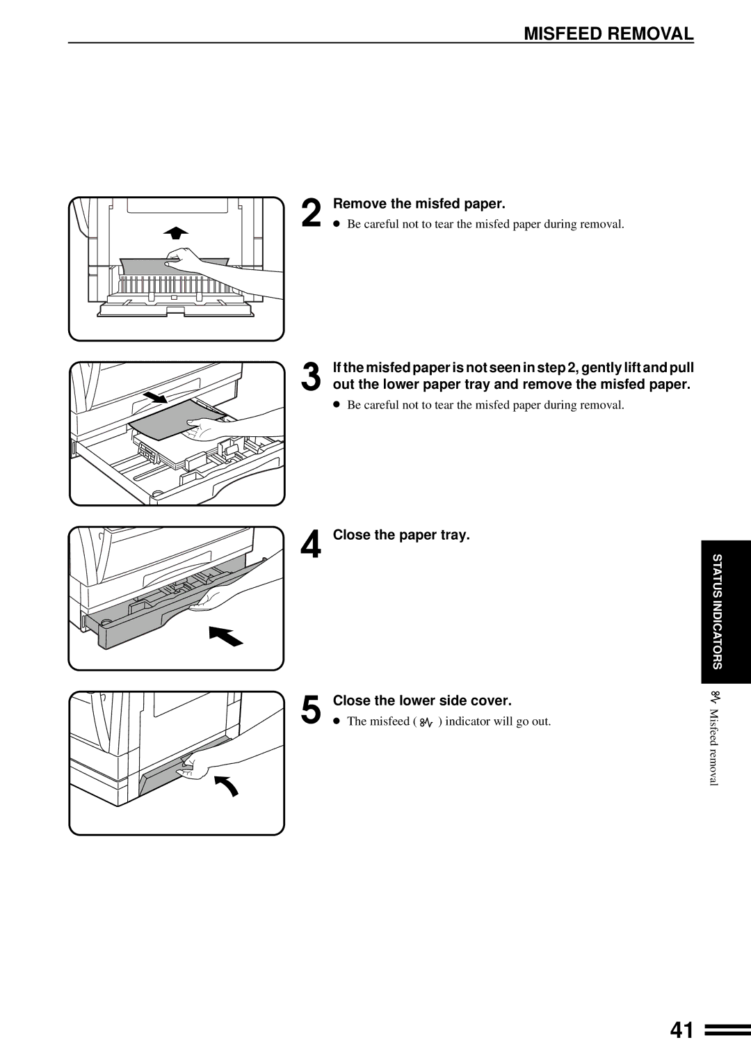 Sharp AL-1650 operation manual Remove the misfed paper 