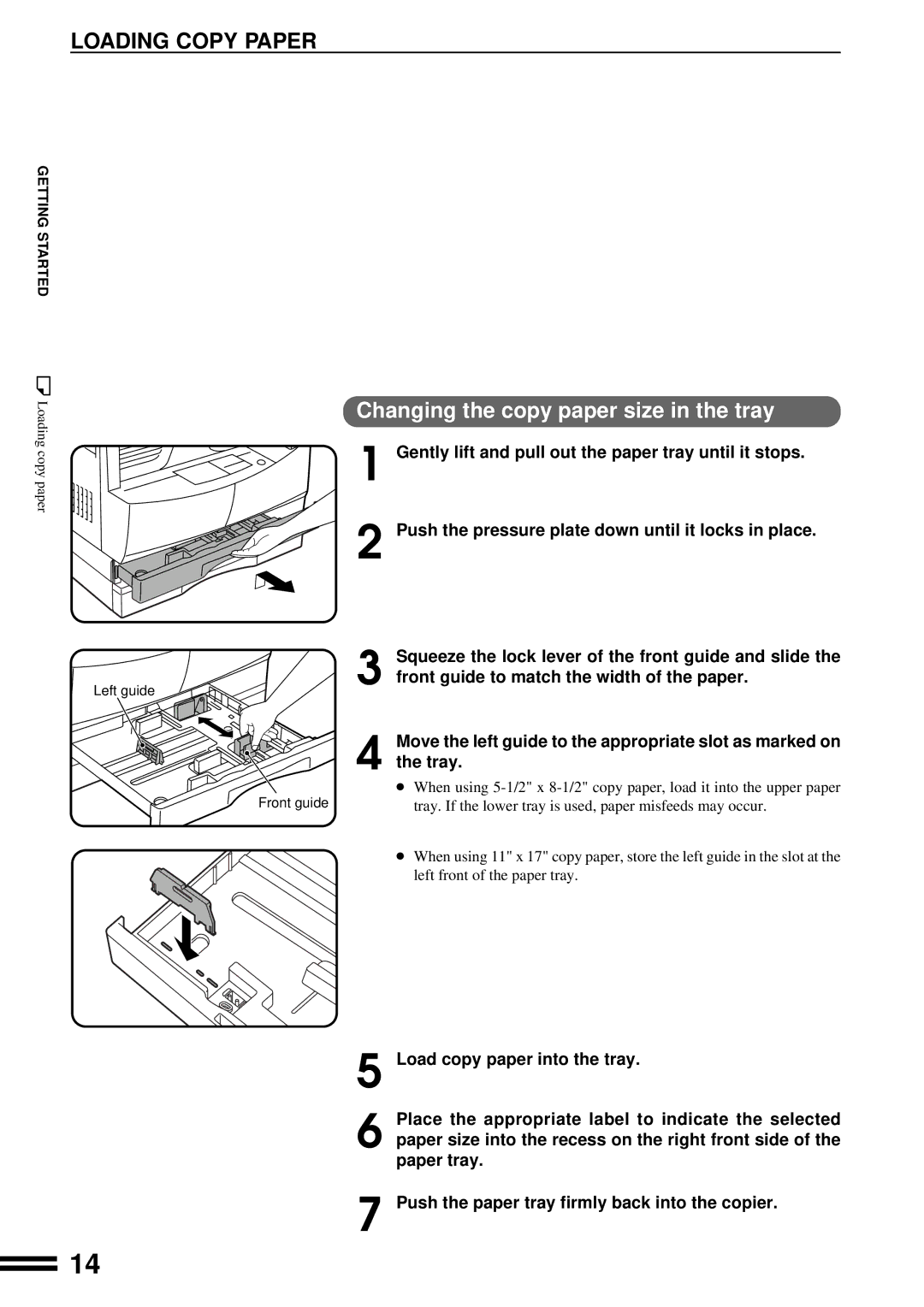 Sharp AL-1670 operation manual Loading Copy Paper 