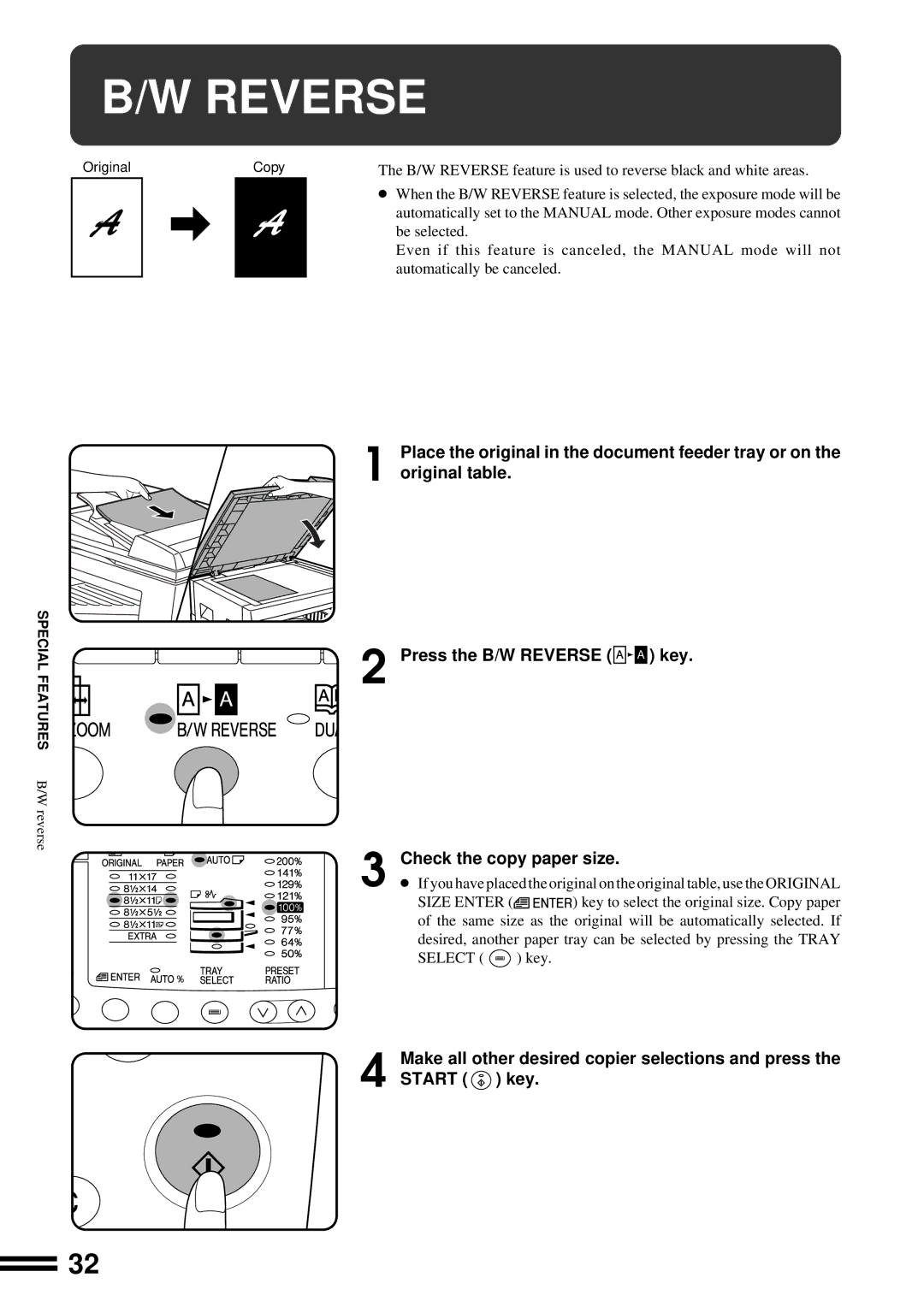 Sharp AL-1670 operation manual Reverse 