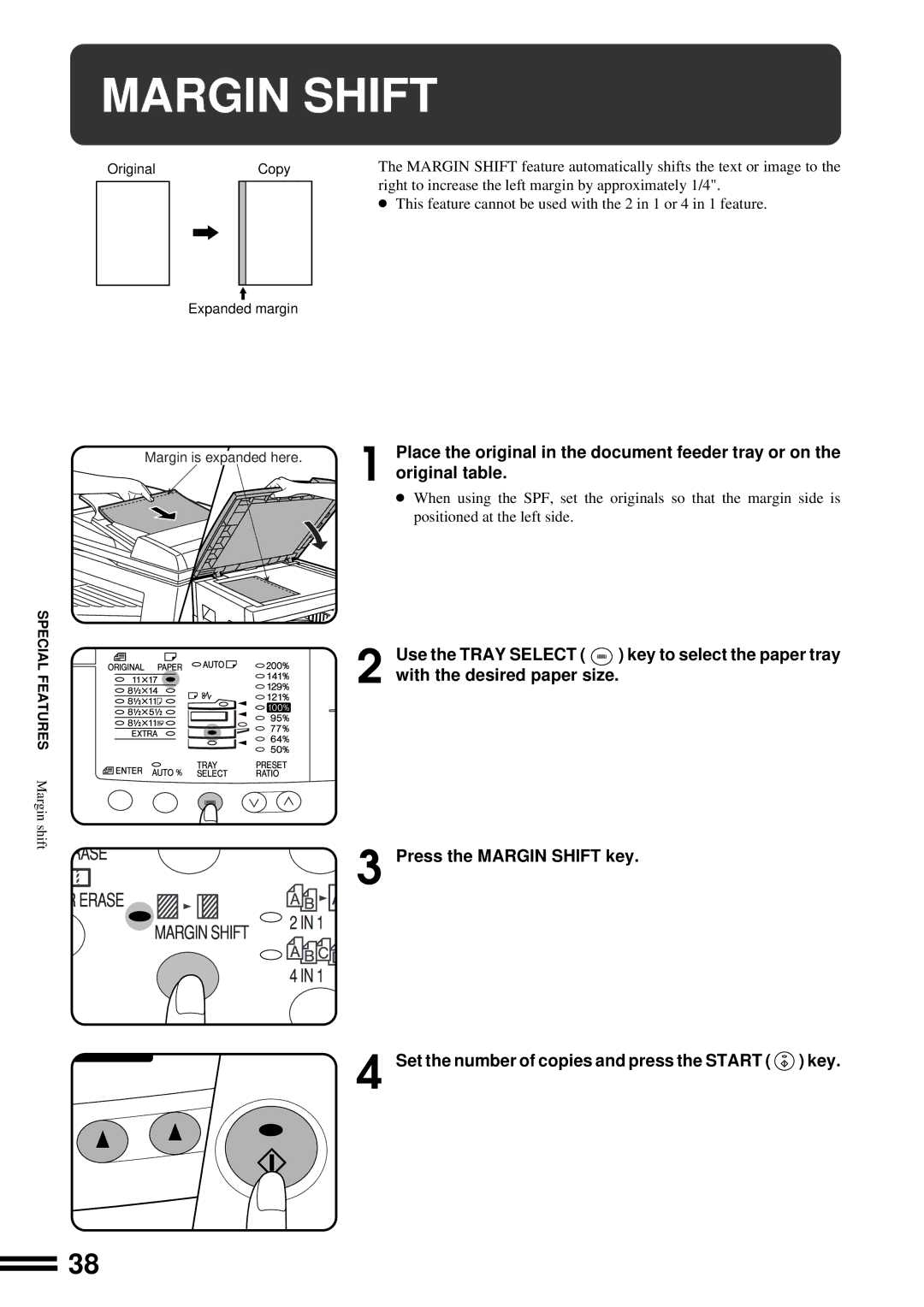 Sharp AL-1670 operation manual Margin Shift 