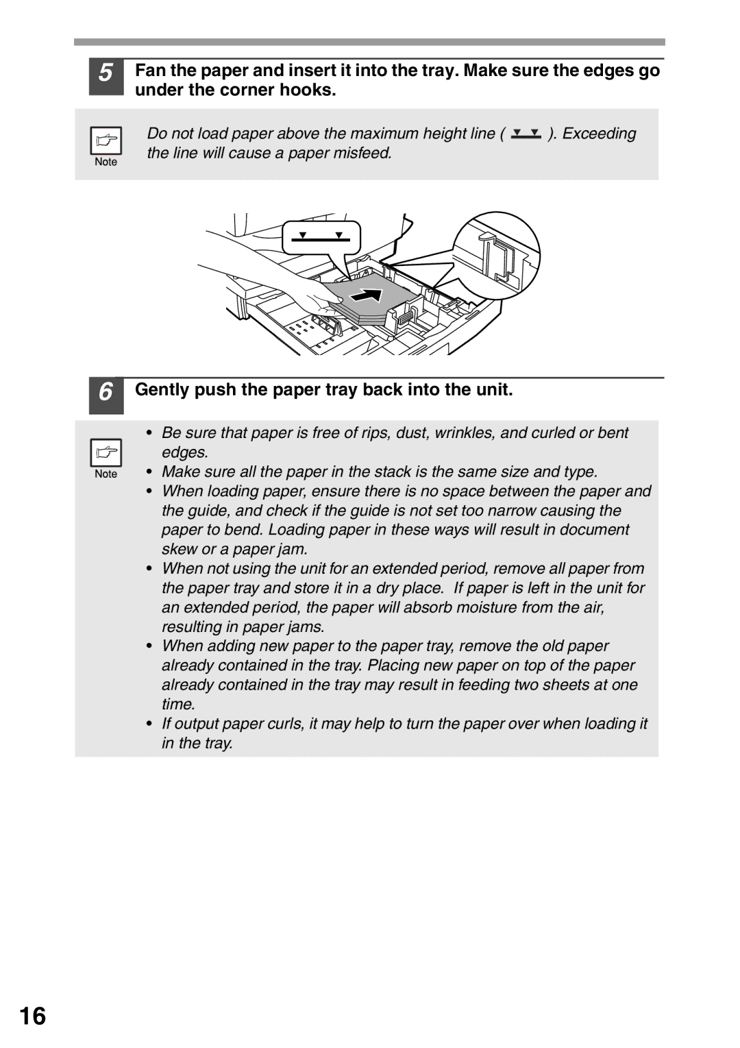 Sharp AL-2040, AL-2020 operation manual Gently push the paper tray back into the unit 