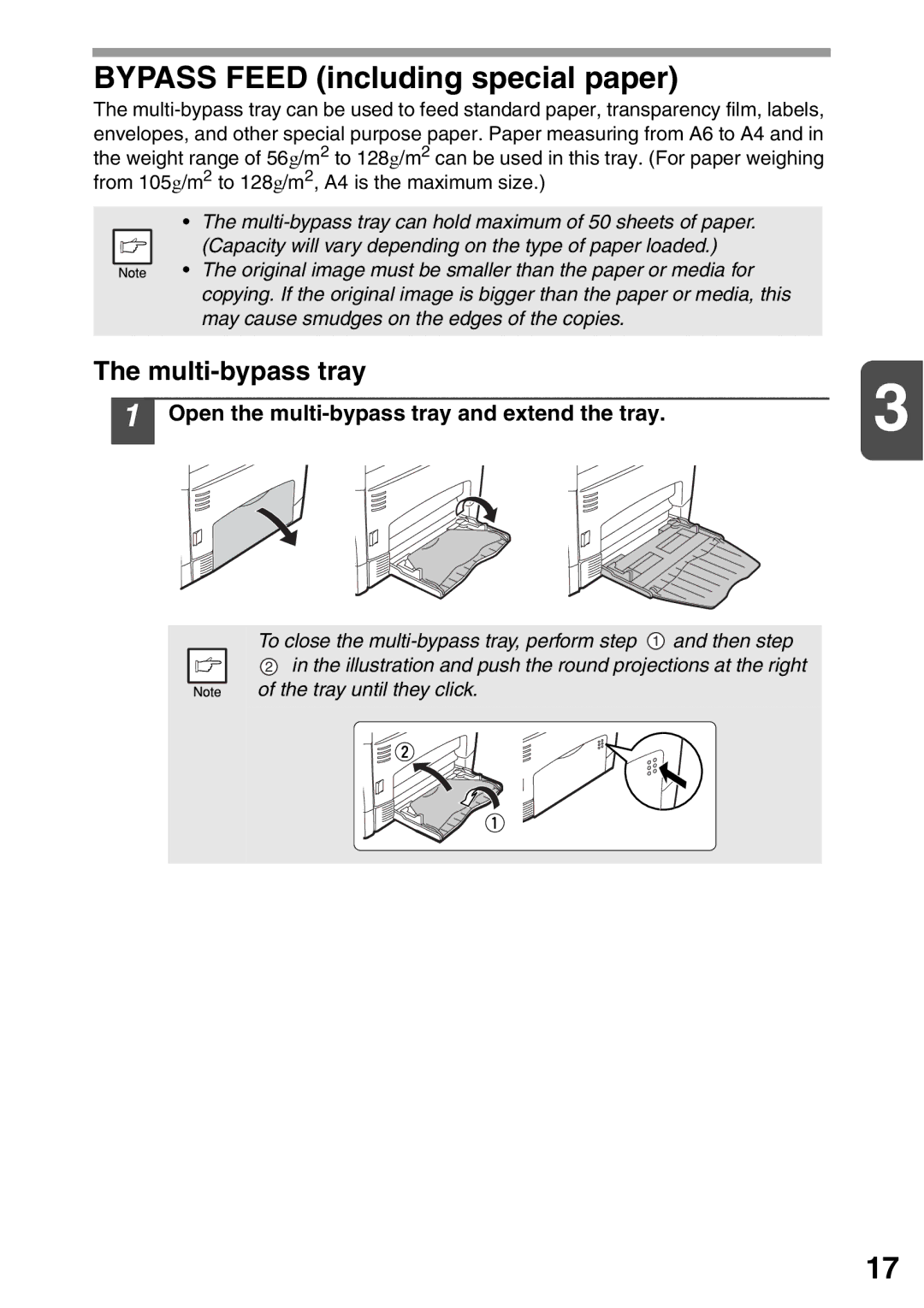 Sharp AL-2020, AL-2040 operation manual Multi-bypass tray, Open the multi-bypass tray and extend the tray 