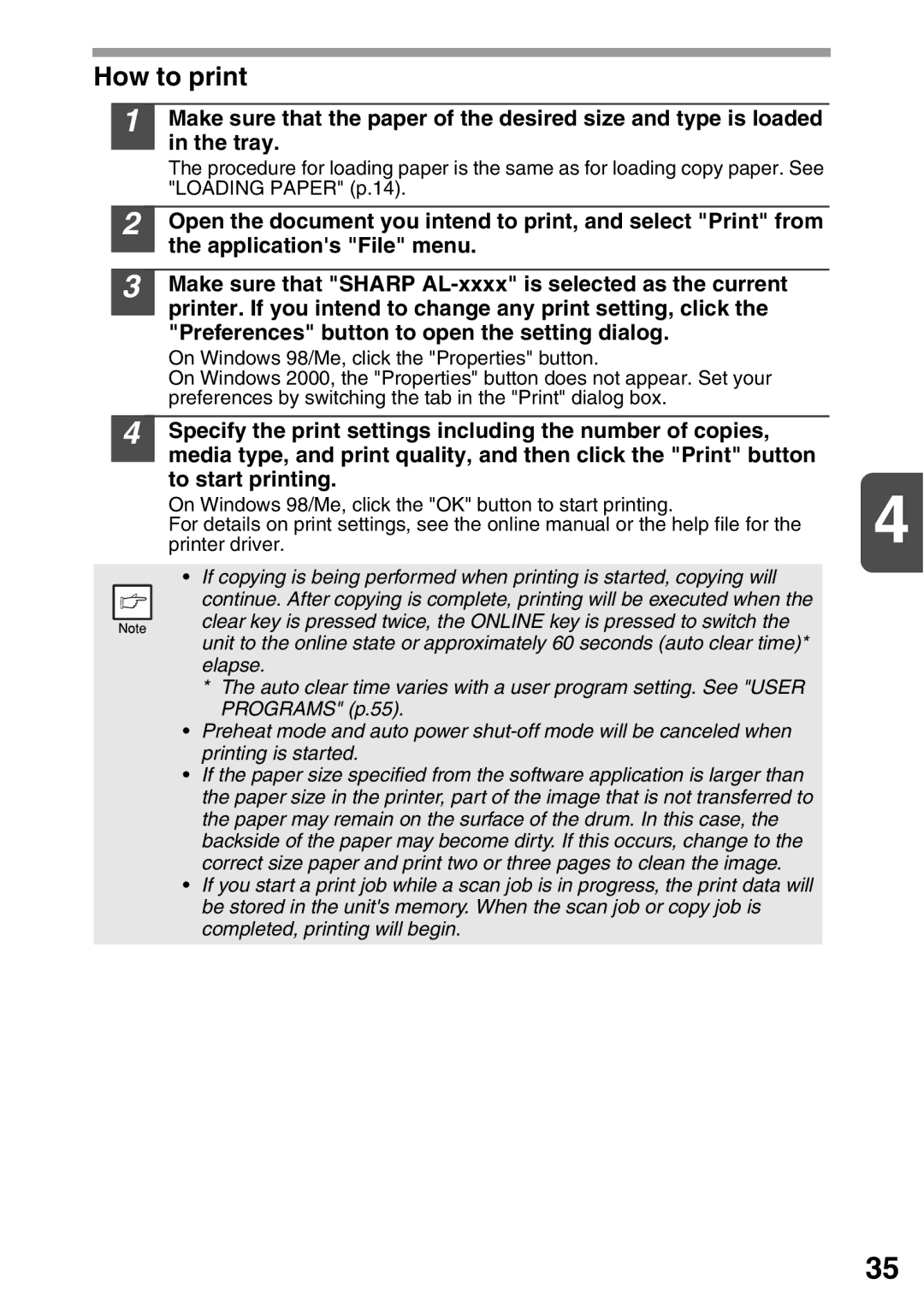 Sharp AL-2020, AL-2040 operation manual How to print 