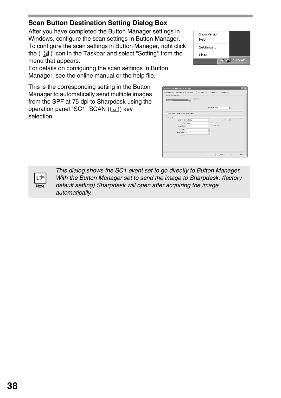 Sharp AL-2040, AL-2020 operation manual Scan Button Destination Setting Dialog Box 